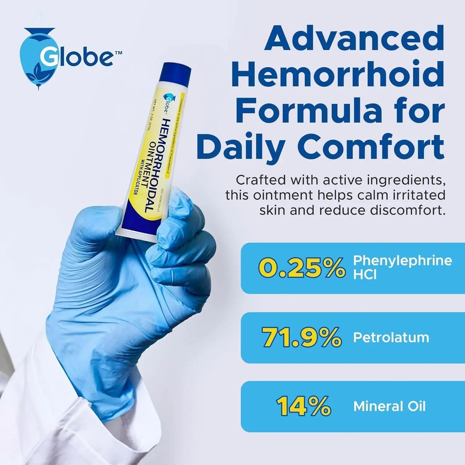 Globe Hemorrhoidal Ointment, Phenylephrine HCl, Petrolatum, Mineral Oil, Relief from Burning, Itching and Discomfort of Hemorrhoids, 2 Ounces (4 Pack) Globe Au supplements