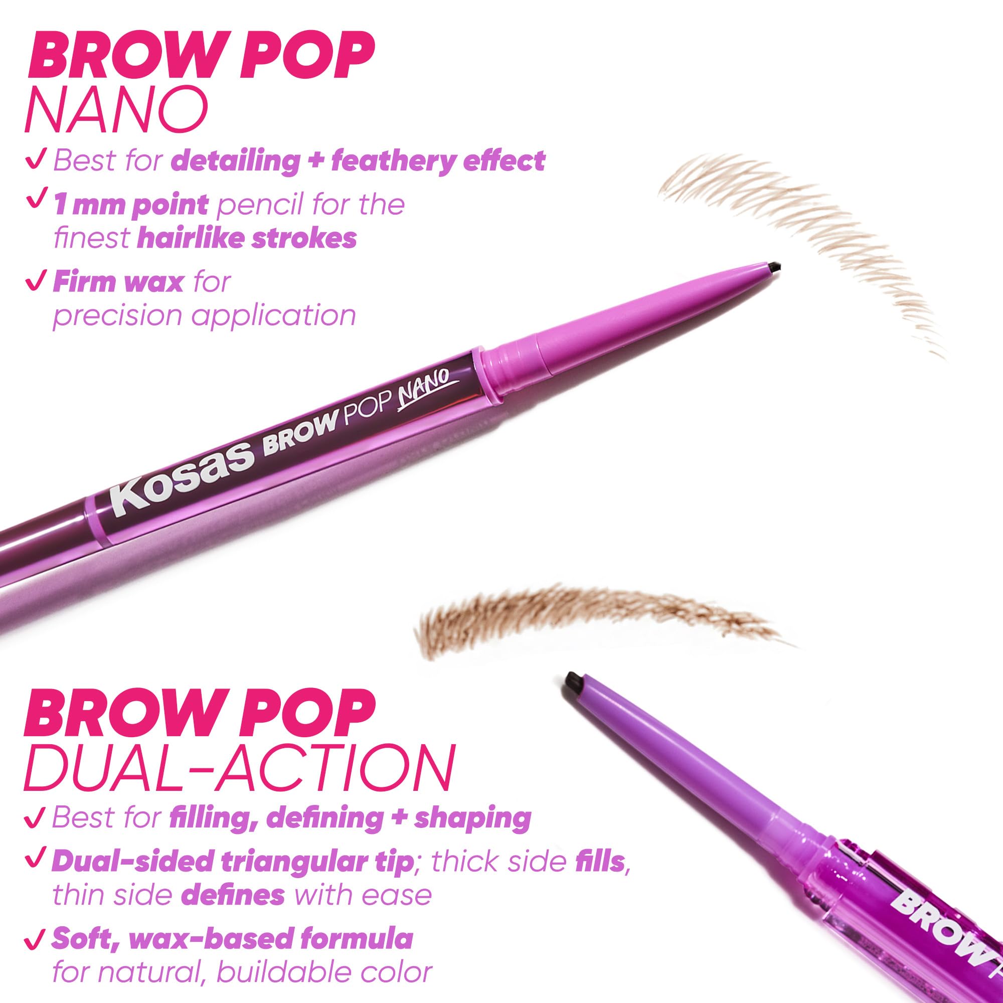 Kosas Brow Pop Nano Eyebrow Pencil – Ultra-Fine 1mm Micro Brow Pencil with Spoolie, Medium Brown Kosas Au supplements