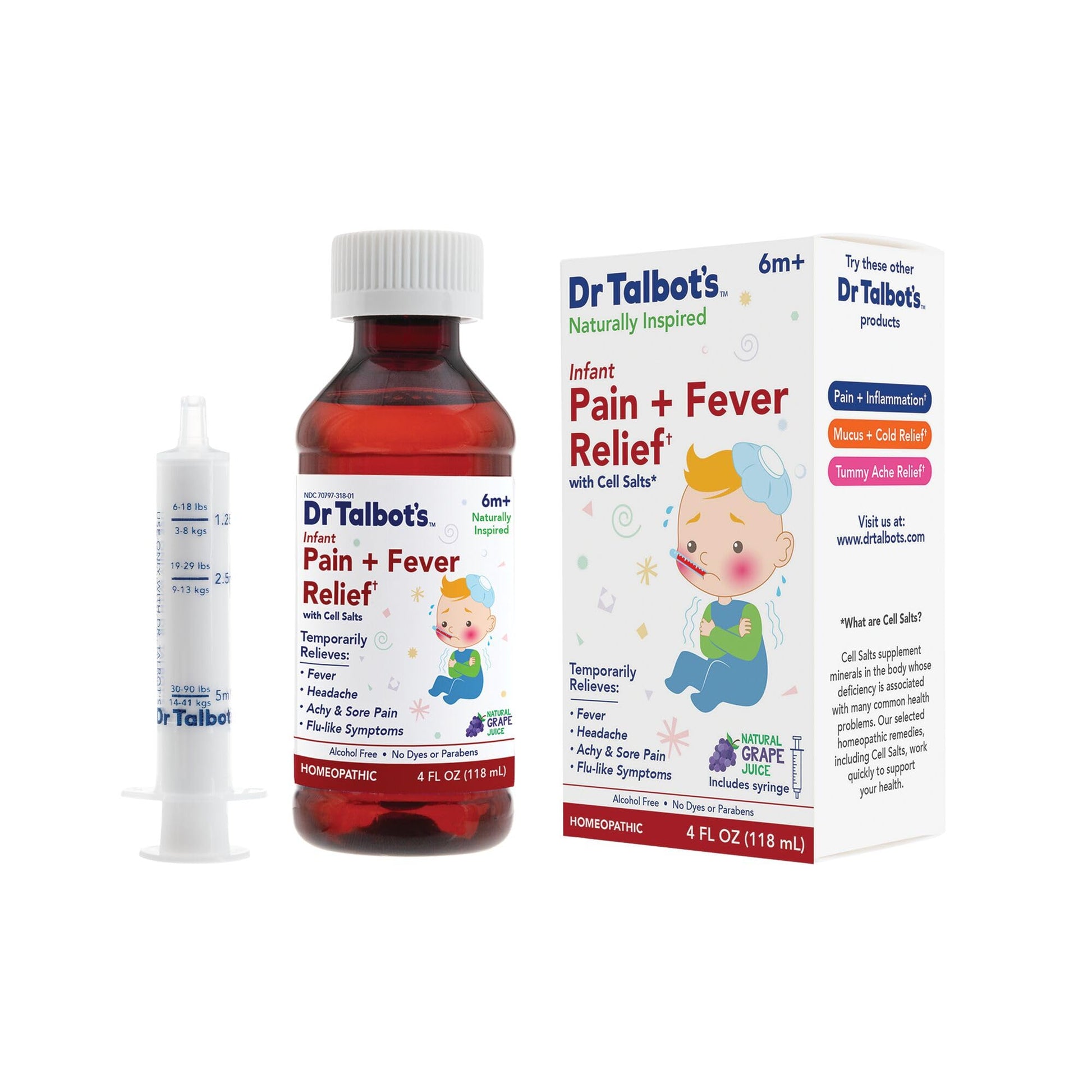 Dr. Talbot's Infant Pain and Fever Relief Liquid Medicine - 4 fl oz - 6+ Months - Grape Juice Flavor - No Alcohol, Dyes, or Parabens - Baby Essentials Dr. Talbot's Au supplements