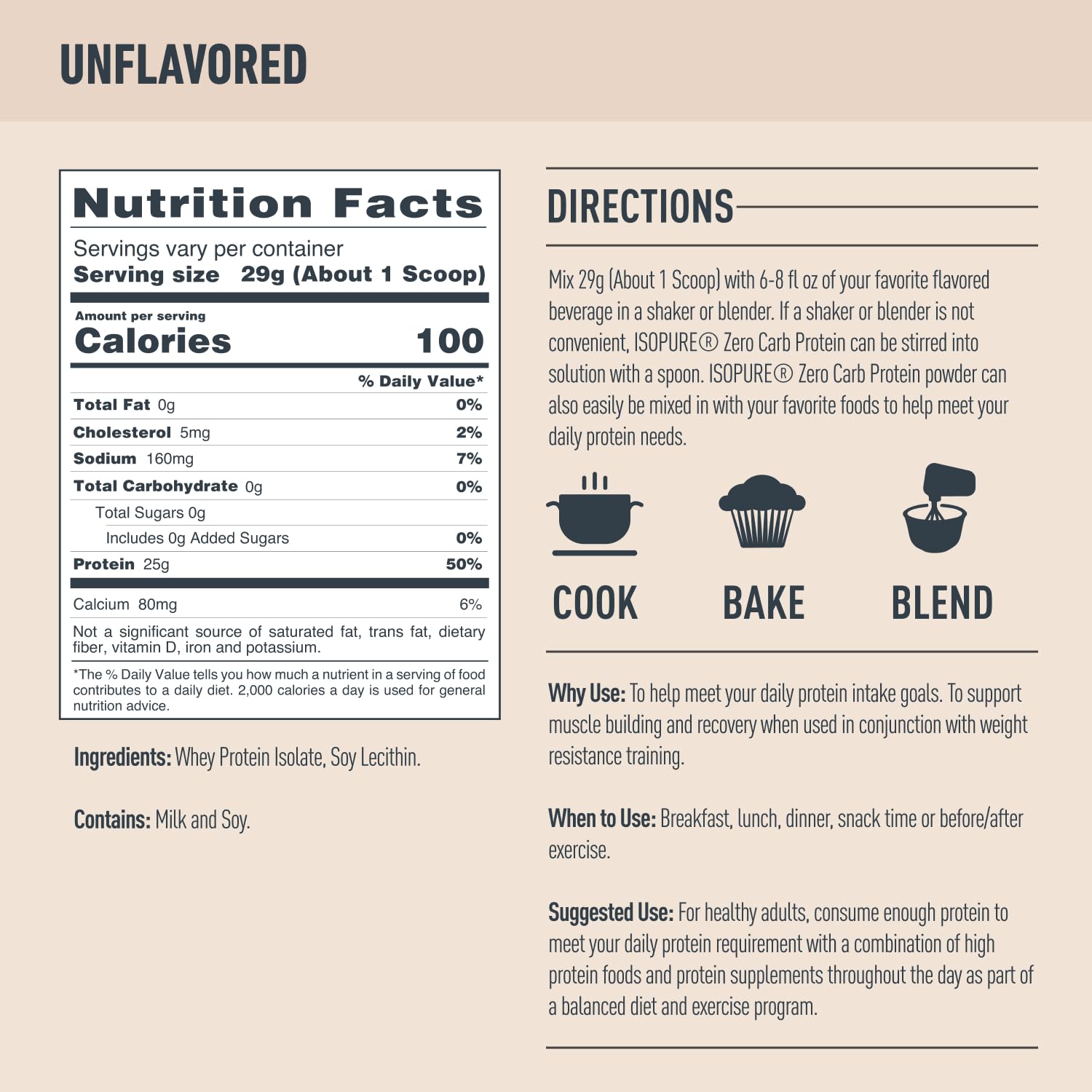 Isopure Unflavored Protein, 25g Whey Isolate, Zero Carb & Keto Friendly, 47 Servings Isopure Au supplements