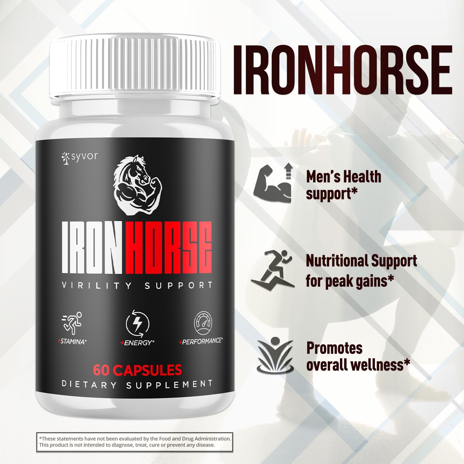 Iron Horse Supplement Pills, Official Iron Horse Pills for Men with All Natural Ingredients, Advanced IronHorse Capsules Designed to Support Health and Wellness with Premium Vitamins (60 Capsules) Syvor Au supplements
