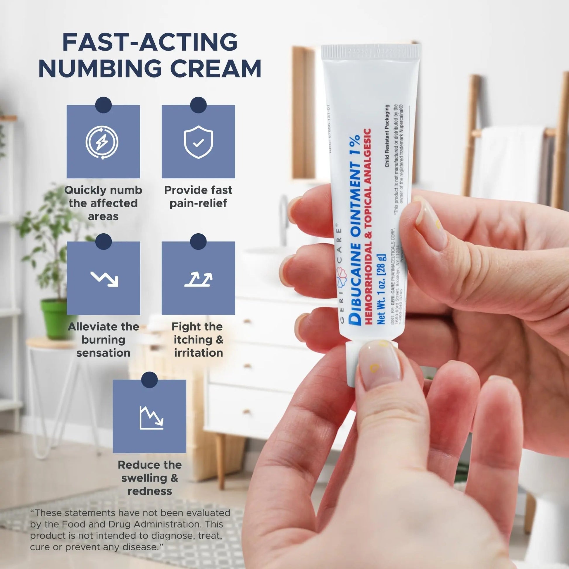 GeriCare Dibucaine Hemorroid Ointment 1% Pain-Relief Hemorrhoid Cream |Hemorroidal & Topical Analgesic| Quick Relief from Burning & Itching | Fast-Acting External Hemorrhoid Treatment 1oz (2 Pack) GeriCare Au supplements