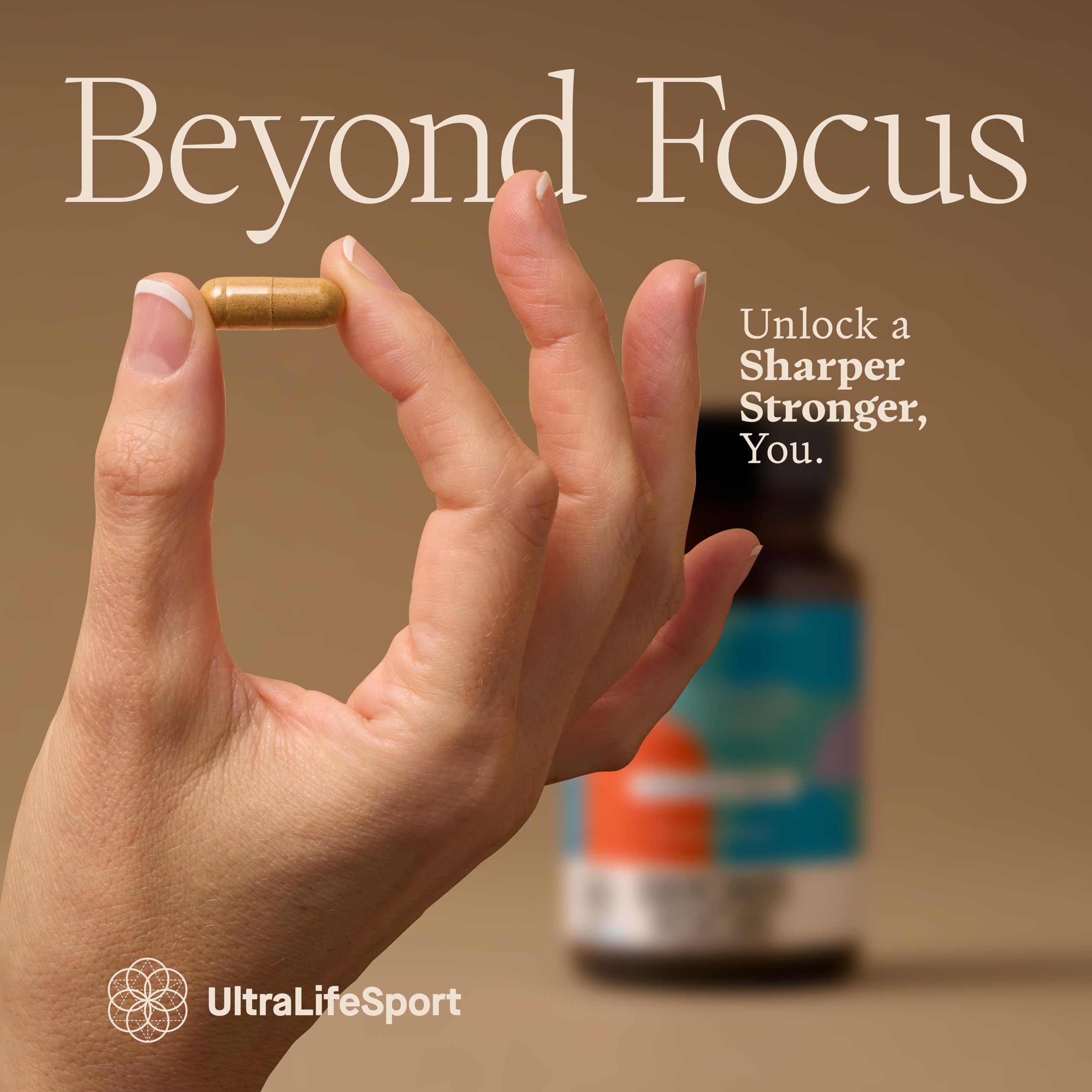 Ultra Life Sport - Beyond Focus Organic Mushroom Supplement - 30 Capsule Brain Supplements for Memory and Focus - 100% Vegan, Non-GMO - Memory Booster with Bacopa, Cordyceps, & Lion’s Mane Ultra Life Sport Au supplements