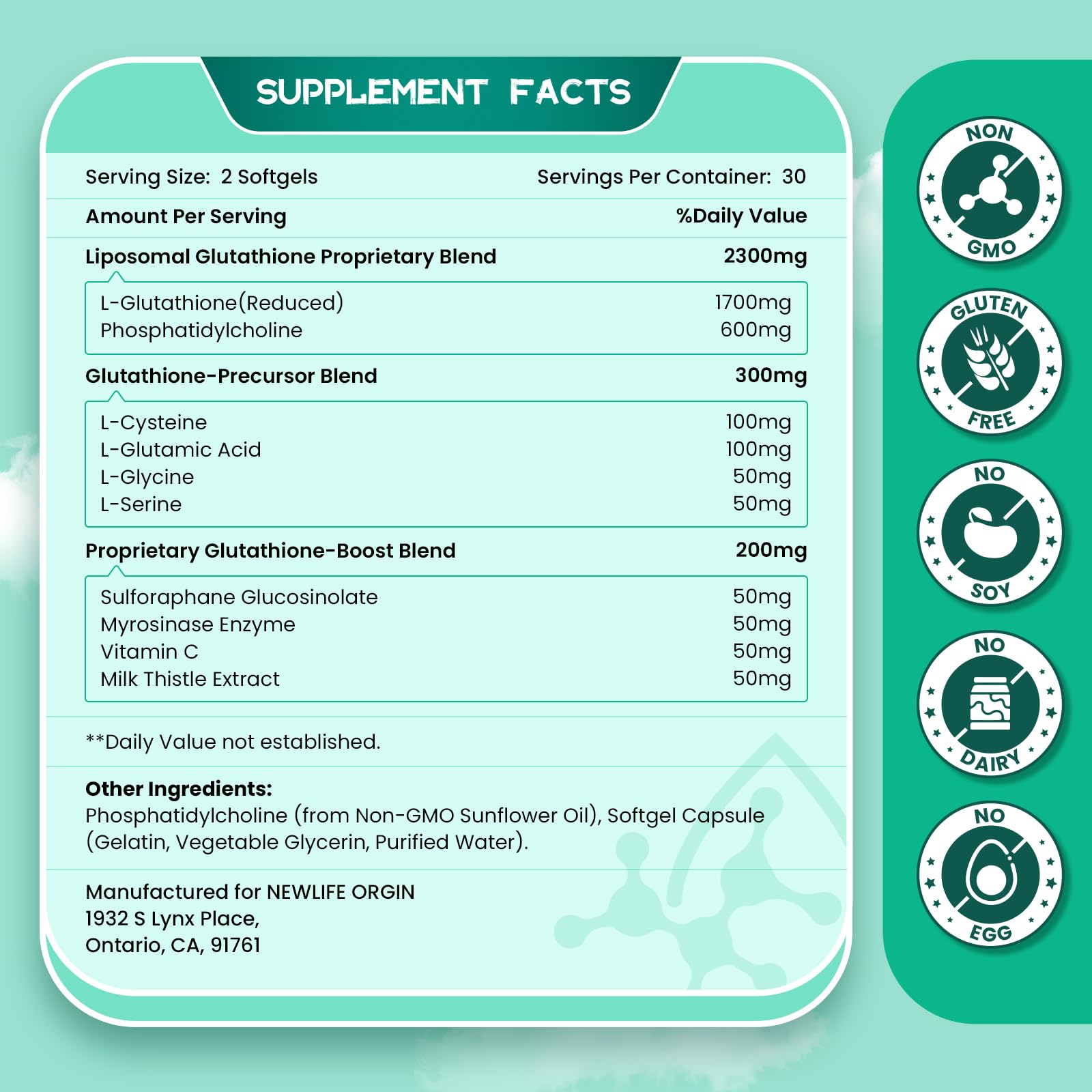 inGreens 2800 MG Liposomal Glutathione Supplement, Detoxifying & Immune, Aging Defense, Energy, Glutathione Unique Formulation Reduced inGreens Au supplements