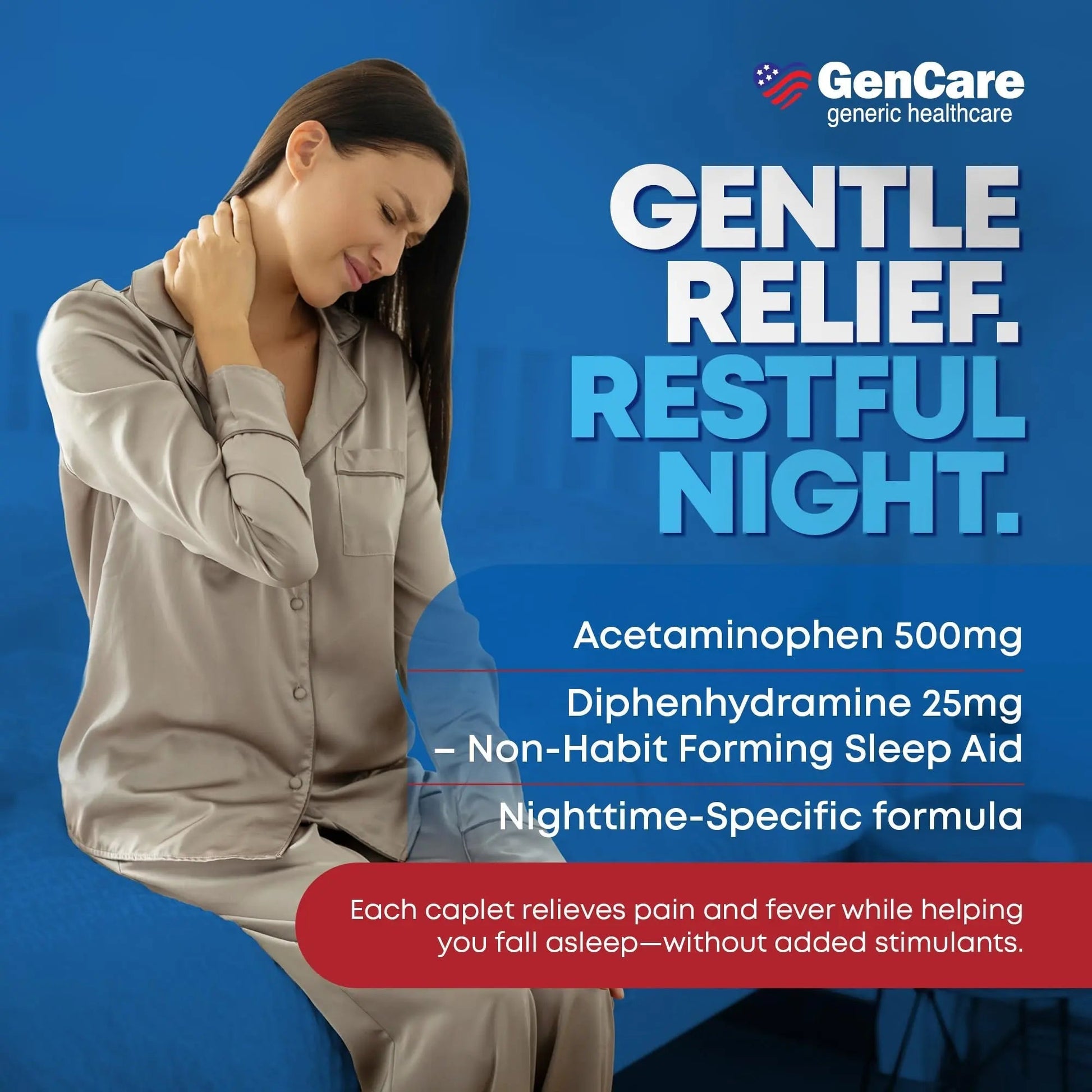 GenCare Extra Strength Acetaminophen PM 500 mg (375 Tablets) | Ultimate Pain Relief & Sleep Support for Adults | Quick Acting & Non Habit Forming Headache Relief | Eases Aches & Joint Discomfort GenCare Au supplements