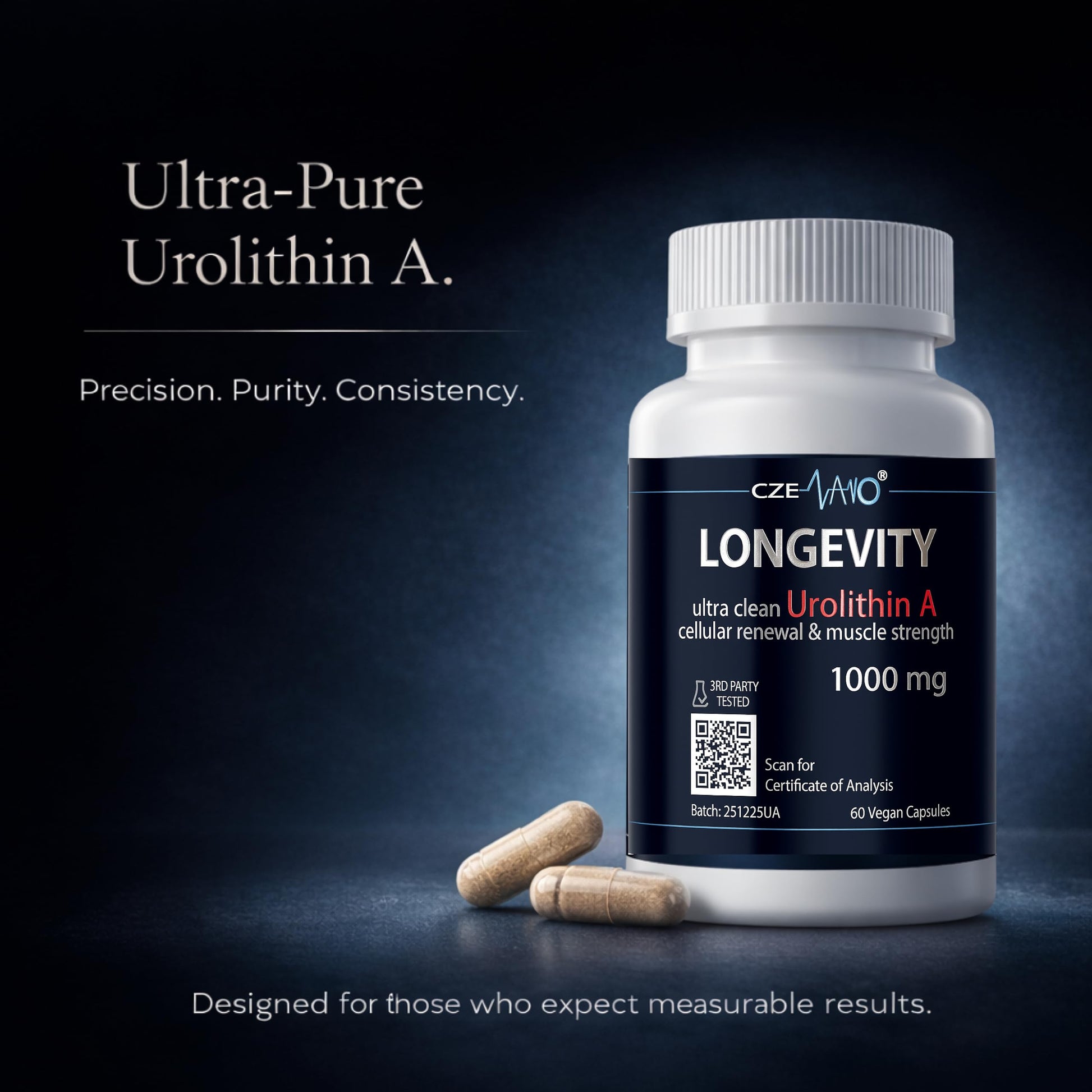 CzeNano Longevity – Ultra-Pure Urolithin A Supplement 1000 mg | Mitochondrial Support, Cellular Energy & Muscle Strength | Third-Party Tested COA | 60 Vegan Capsules CzeNano Au supplements