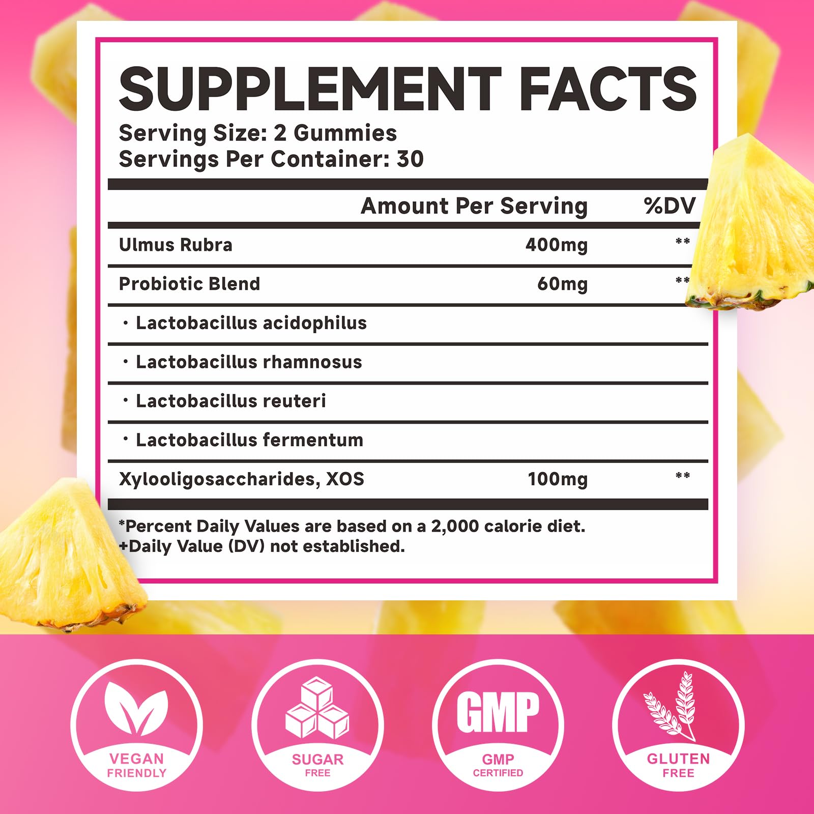 MEENCCD Her Juicy Feminine Probiotics Gummies with Slippery Elm & Lactobacillus Blend, Supports pH Balance & Immune Function, Promotes Vaginal Wellness, Pineapple Flavor, 60 Count MEENCCD Au supplements