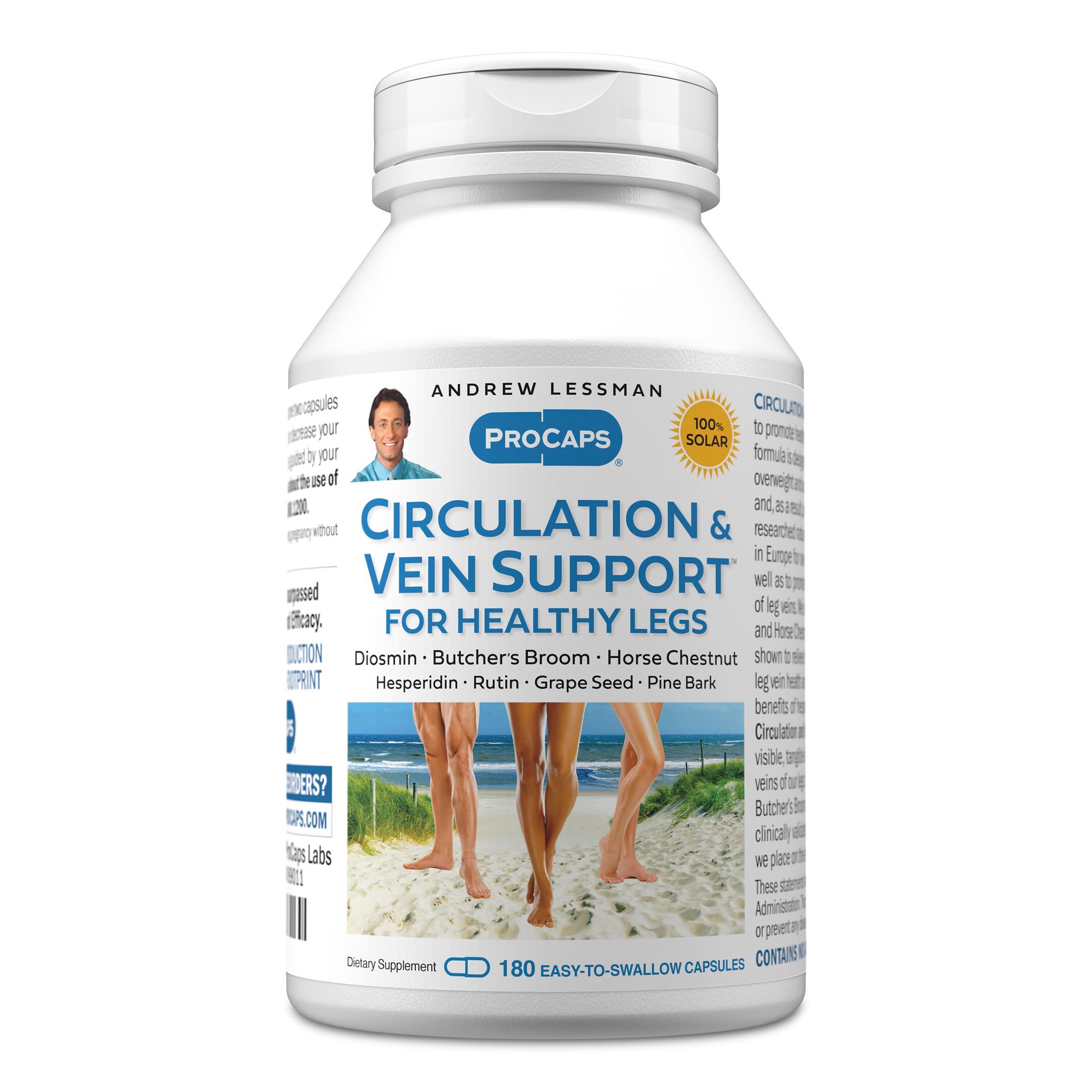 ANDREW LESSMAN Circulation, Vein Support for Healthy Legs 180 Capsules - High Bioactivity Diosmin, Butcher's Broom, Visibly Reduces Swelling and Discomfort in Feet, Ankles, Calves, Legs ANDREW LESSMAN Au supplements