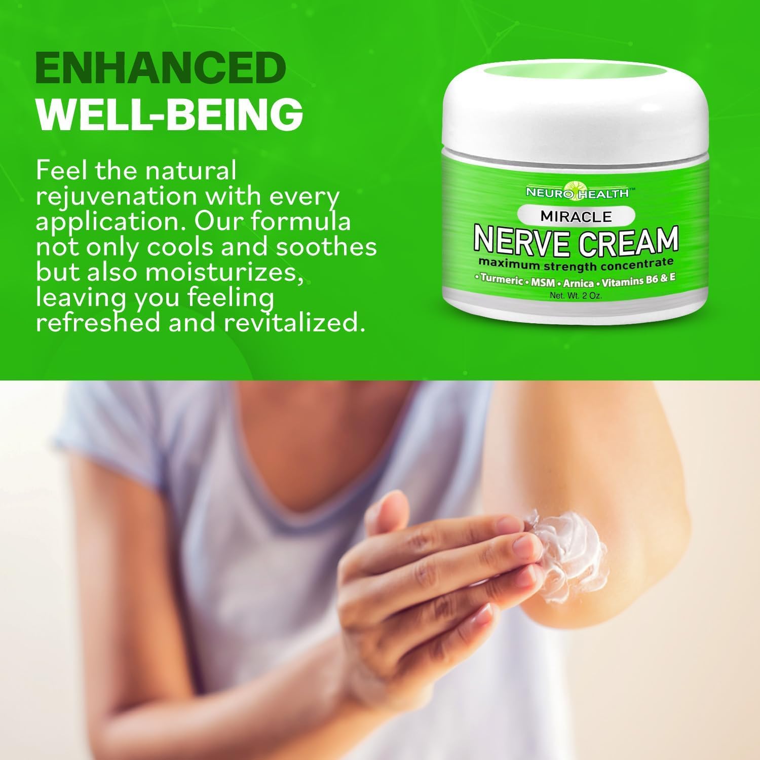 Neuro Health Miracle Nerve Cream - XL 4oz JAR - Maximum Strength - Turmeric and Arnica Blend for Neuropathy Discomfort Relief - Soothing Foot & Hand Formula with MSM, B6, E - Made in USA Neuro Health Au supplements