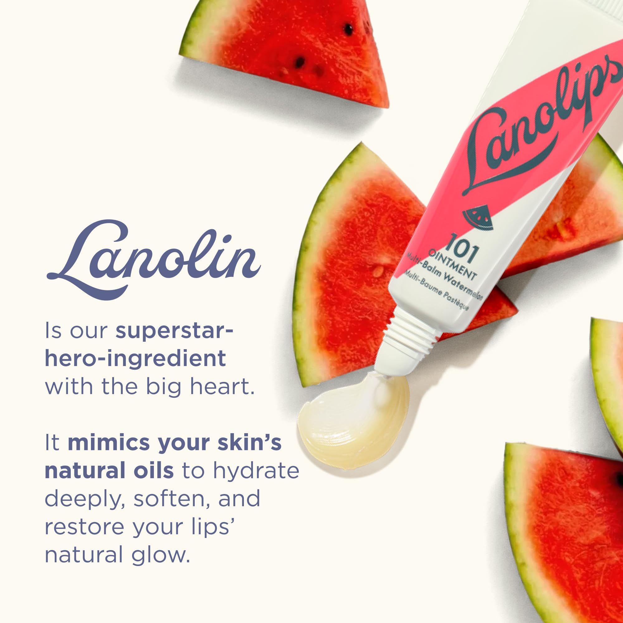 Lanolin 101 Multipurpose Ointment - Lanolin Lip Balm & Healing Ointment for Skin Barrier Repair - Moisturizer for Dry Lips, Cuticles & Elbows - No Petroleum Formula - Watermelon (0.35 oz) Lanolips Au supplements