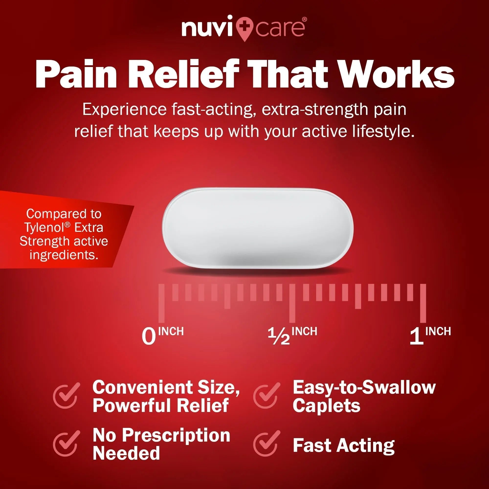 NUVICARE Acetaminophen 500mg Extra Strength Pain Relief - Compare to Tylenol Extra Strength Pain Reliever & Fever Reducer - 500mg Tablets for Adults for Headaches (100 Caplets) NUVICARE Au supplements