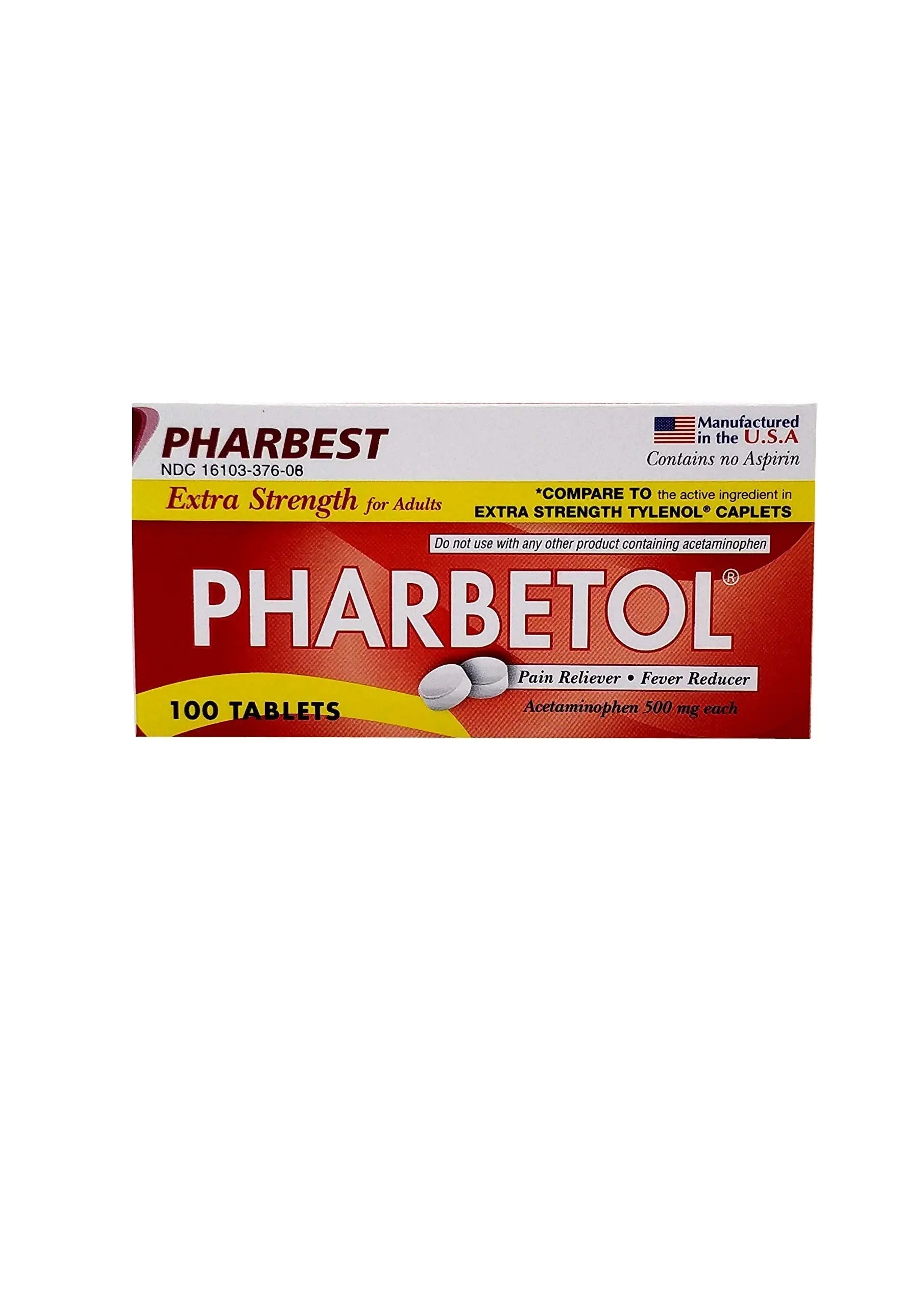 Pharbetol 500mg Extra Strength Tablets 100 Count (Generic Extra Strength) PHARBEST PHARMACEUTICALS Au supplements