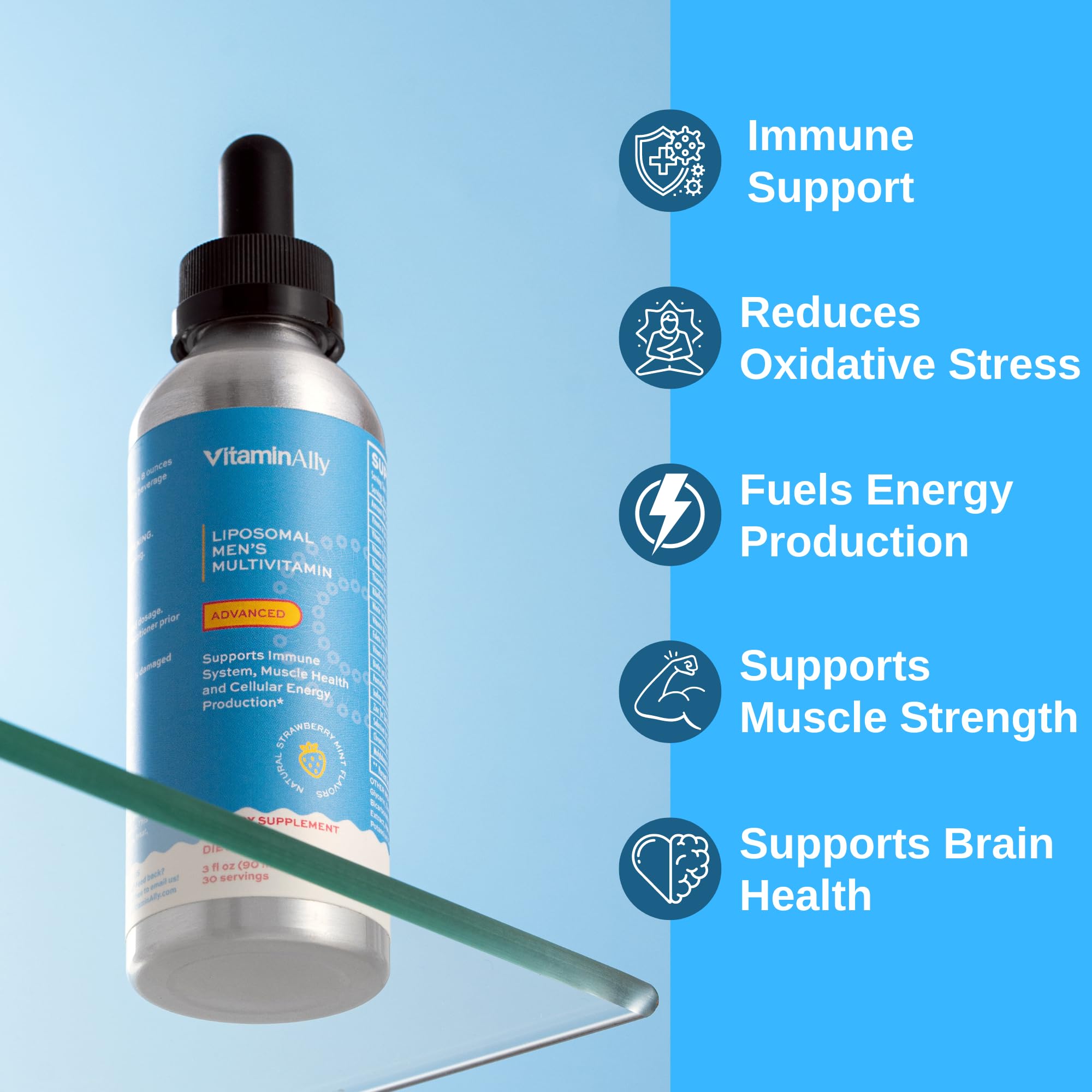 Vitaminally Liposomal Men's Liquid Multivitamin Drops | Non-GMO | Sugar Free | Gluten Free | 30 Day Supply |