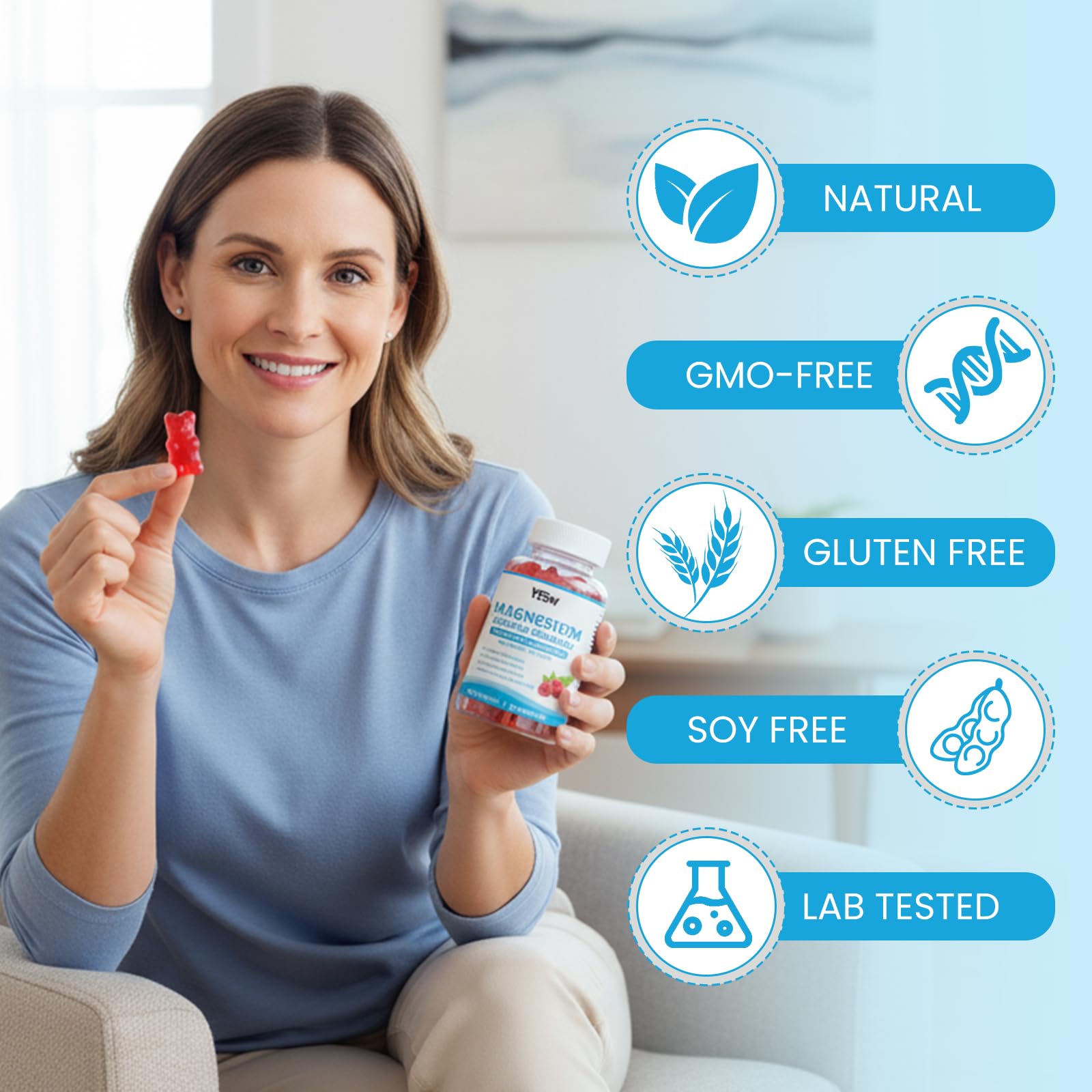 Magnesium Complex Gummies 8 Elemental 1000mg - Magnesium Glycinate, Citrate, Malate, Taurate, Supports Bones, Muscle, Nerve Health, for Women & Men, Vegan Non-GMO, Raspberry Flavor, 60 Count YXSW Au supplements