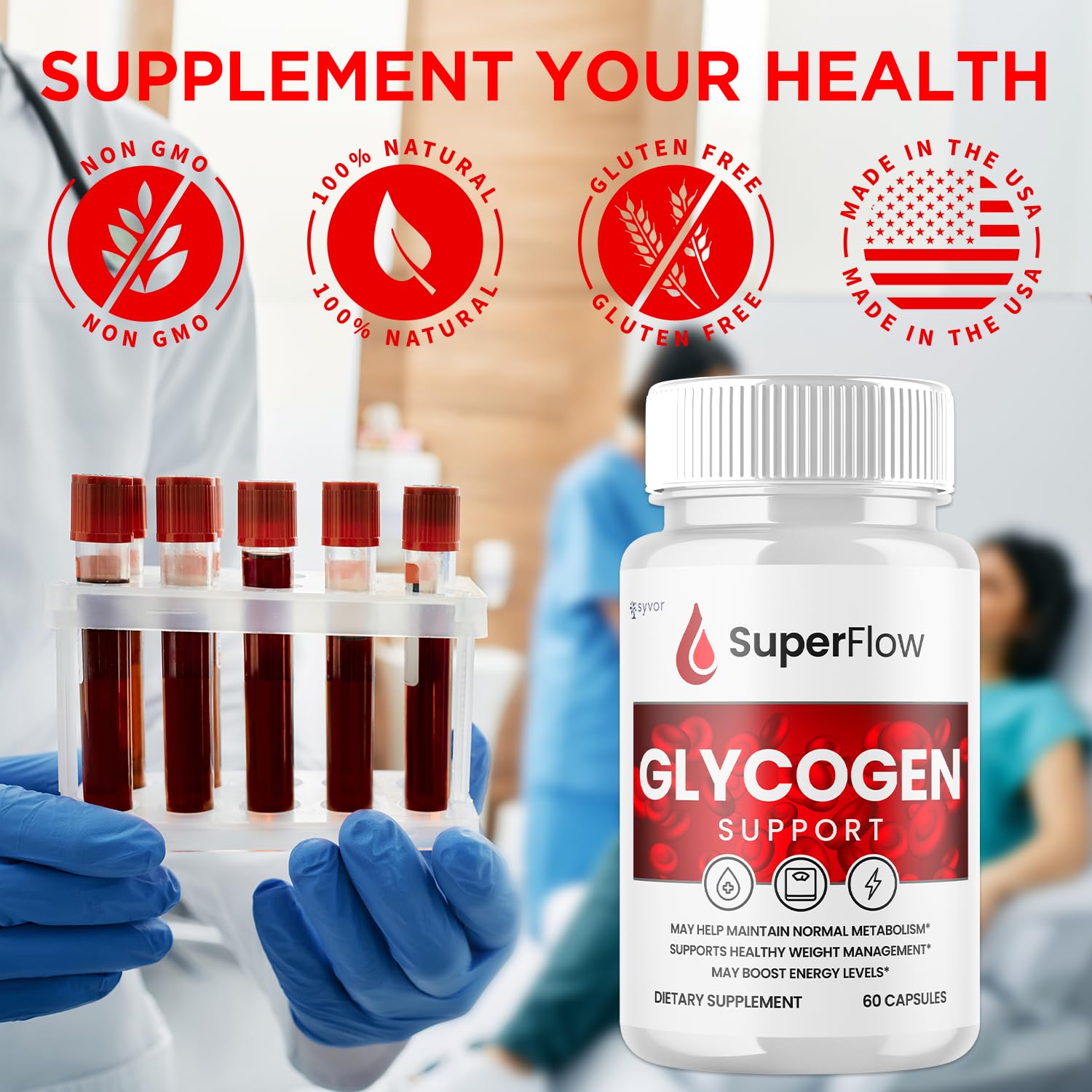 (2 Pack) Super Flow Glycogen Support, Official SuperFlow Advanced Formula Glyco Optimizer Capsules, All Natural Super Flow Pills, Daily Wellness Supplement to Support Healthy Balance (120 Capsules) Syvor Au supplements