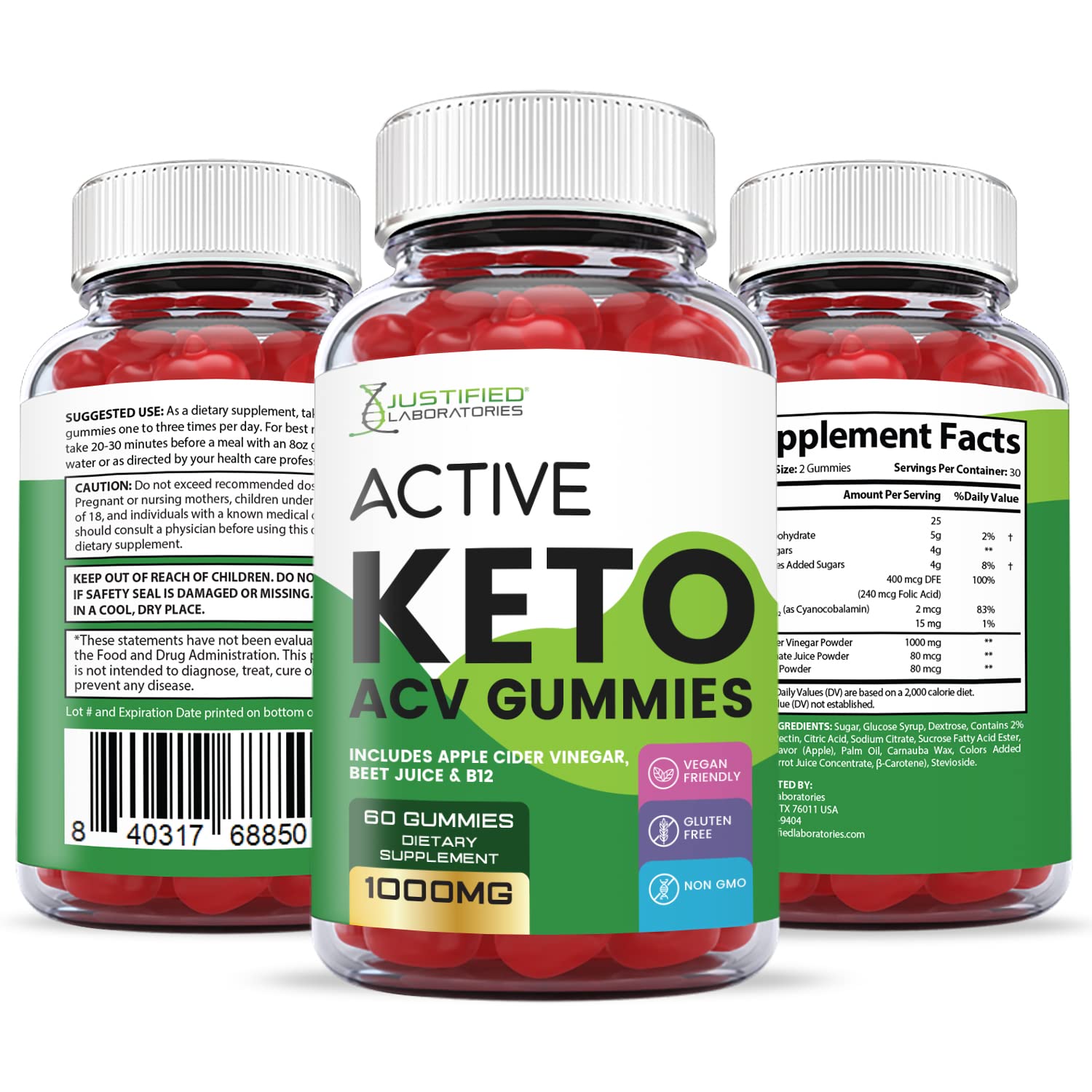 Justified Laboratories Active Keto ACV Gummies 1000MG with Pomegranate Juice Beet Justified Laboratories Au supplements
