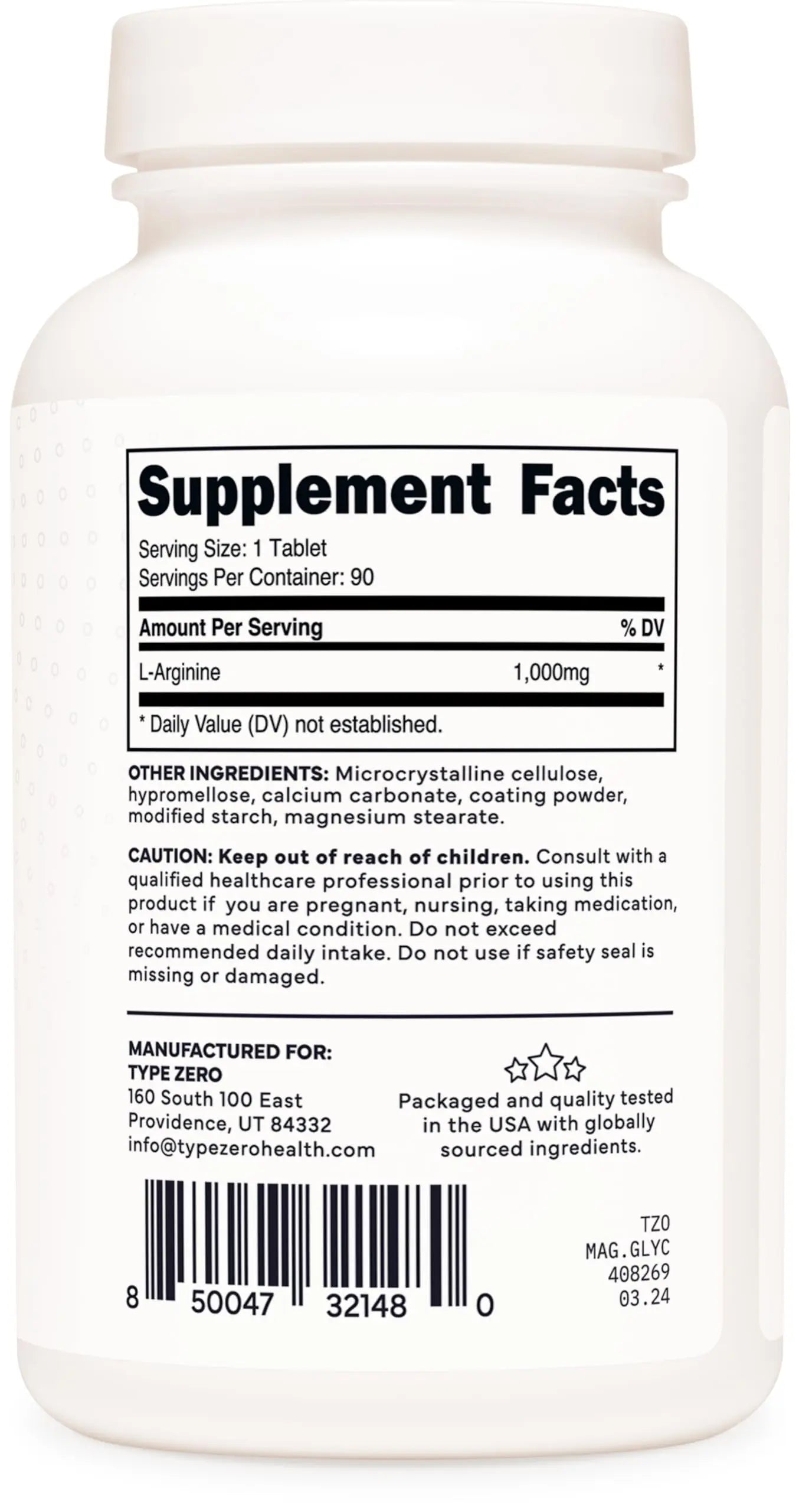 Type Zero L-Arginine 90 Tablets 1,000 mg per Serving - Non-GMO Type Zero Au supplements