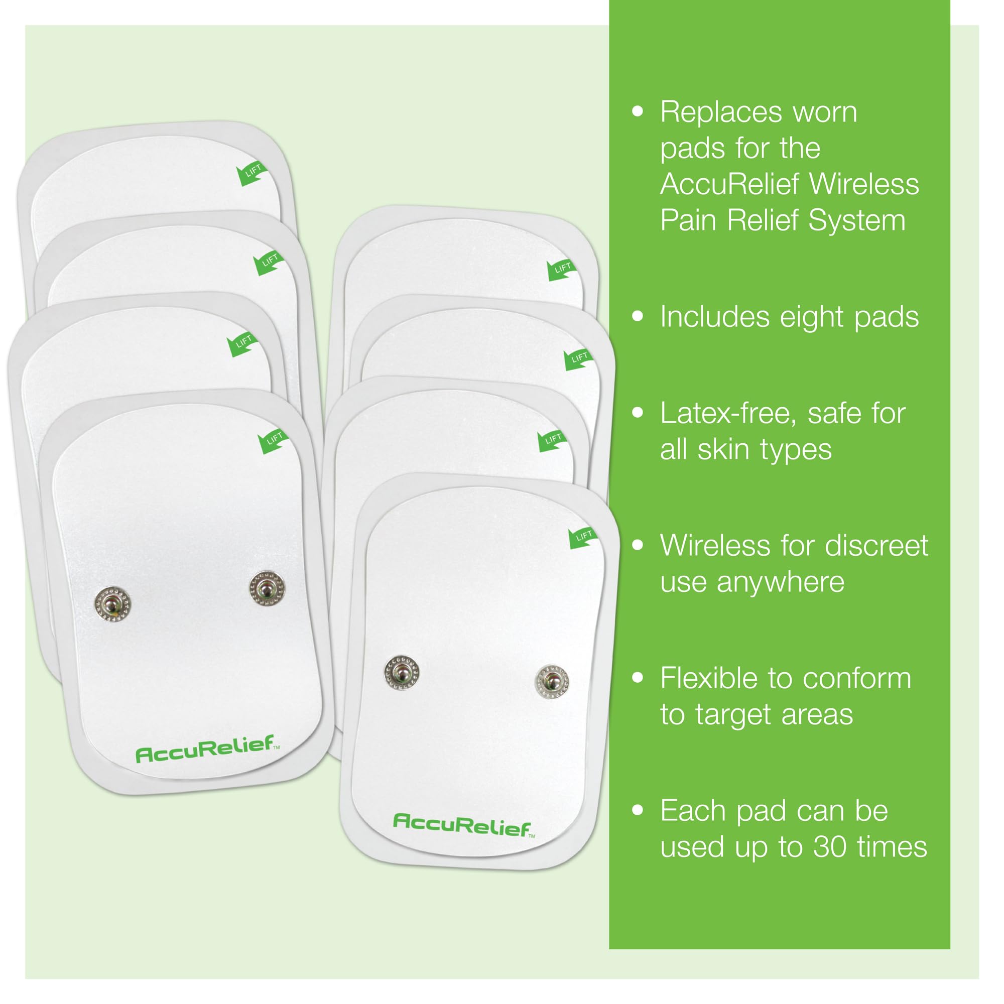 AccuRelief Wireless TENS Electrotherapy Pain Relief System Supply Kit (Packaging May Vary), Works with AccuRelief Wireless Remote Control TENS Device (ACRL-9000), 2 Pair (Pack of 1) AccuRelief Au supplements