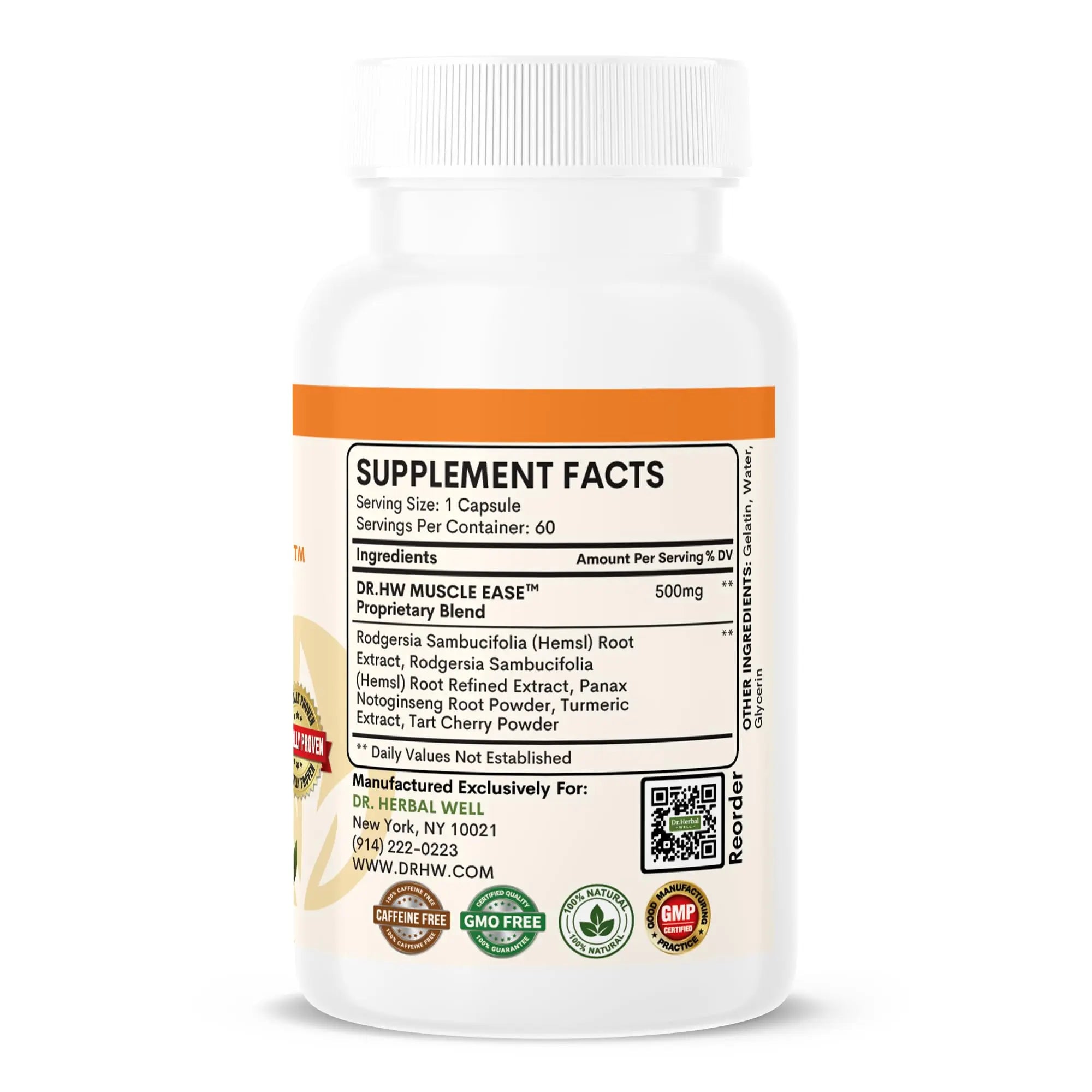 DR.HERBAL WELL Muscle Ease - Joint, Muscle & Nerve Support Fast Acting Relax Comfort Recovery Natural Herbal Supplement - (60 Capsules) MAX-Strength DR. HERBAL WELL Au supplements