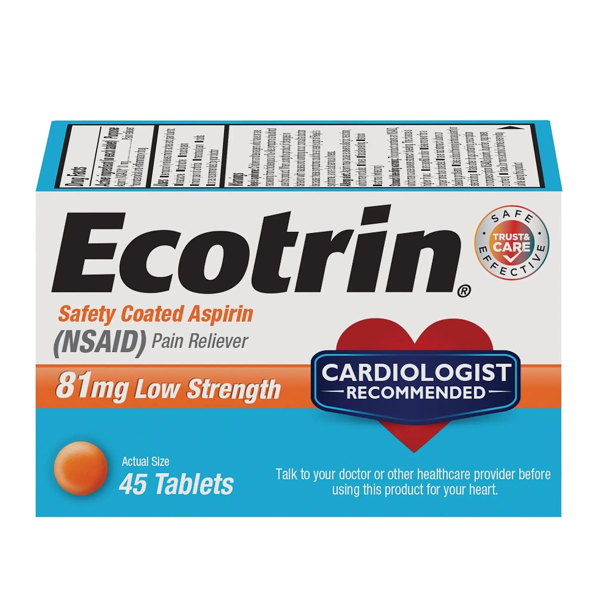 ECOTRIN ADULT LOW DOSE 81MG (45 tablets) Ecotrin Au supplements