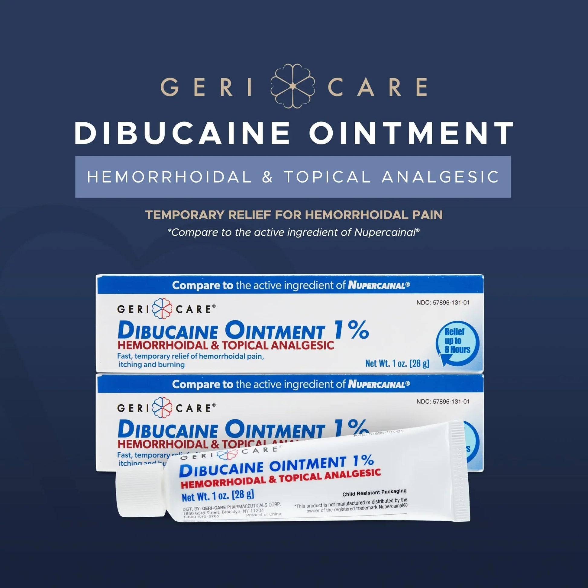 GeriCare Dibucaine Hemorroid Ointment 1% Pain-Relief Hemorrhoid Cream |Hemorroidal & Topical Analgesic| Quick Relief from Burning & Itching | Fast-Acting External Hemorrhoid Treatment 1oz (2 Pack) GeriCare Au supplements