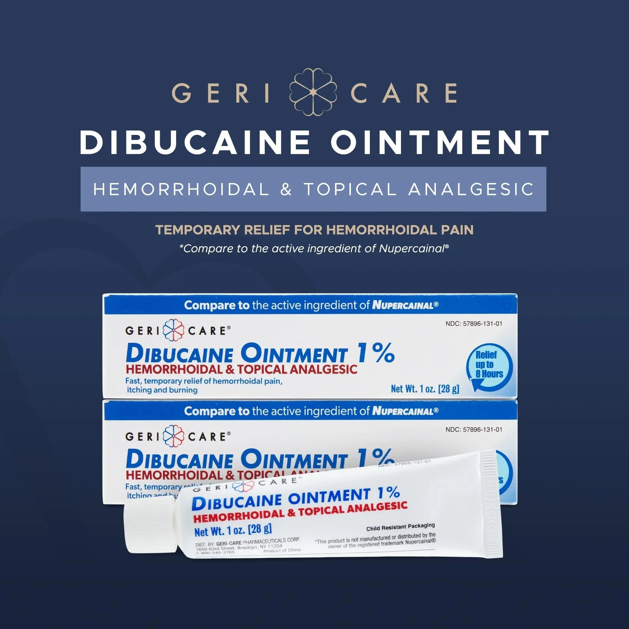 GeriCare Dibucaine Hemorroid Ointment 1% Pain-Relief Hemorrhoid Cream |Hemorroidal & Topical Analgesic| Quick Relief from Burning & Itching | Fast-Acting External Hemorrhoid Treatment 1oz (2 Pack) GeriCare Au supplements