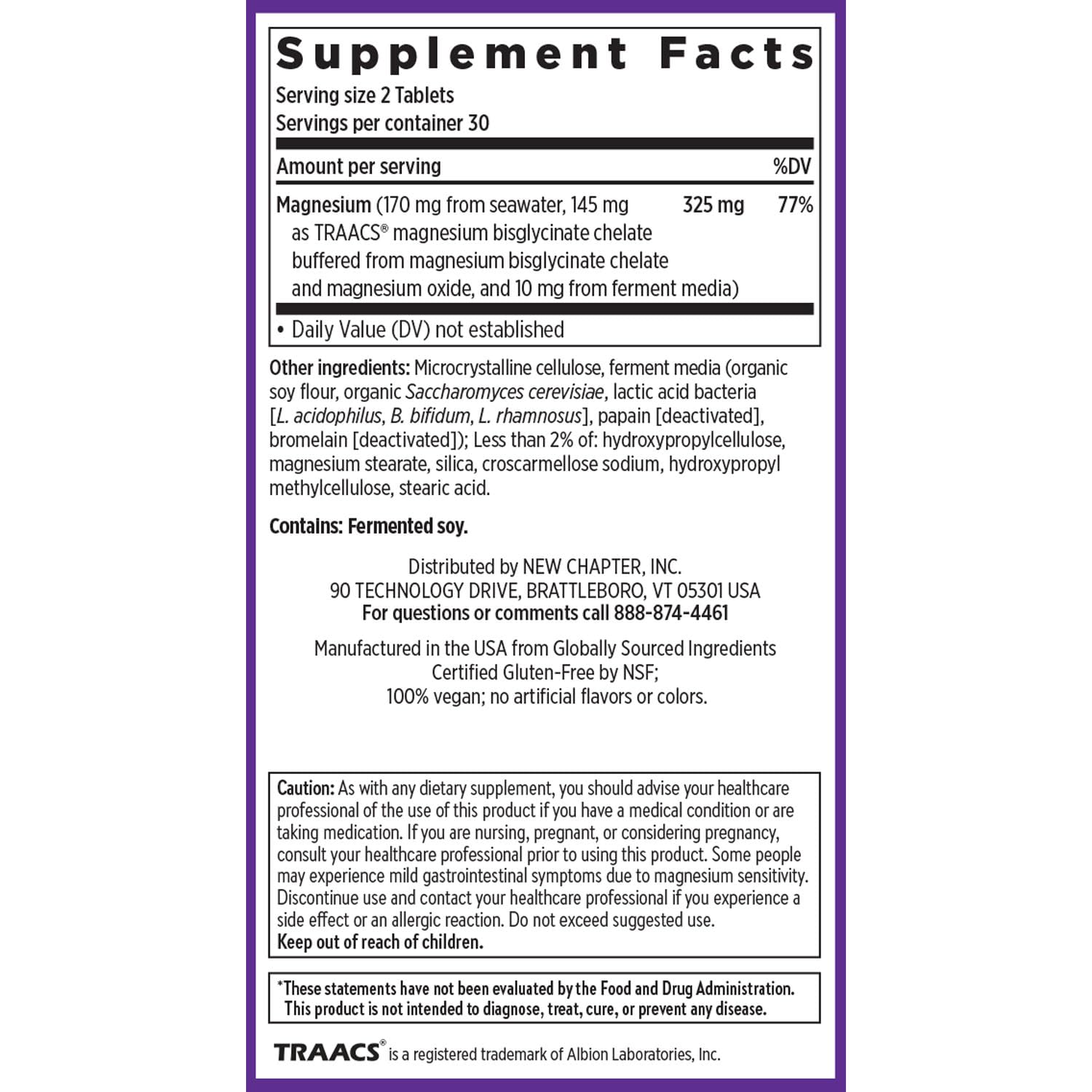 New Chapter Magnesium Complex Supplement, 325mg with Magnesium Glycinate + Sea-Sourced + Fermented Forms for Heart, Bone, Nerve, Muscle & Cellular Energy, 100% Vegan, 60 Tablets New Chapter Au supplements
