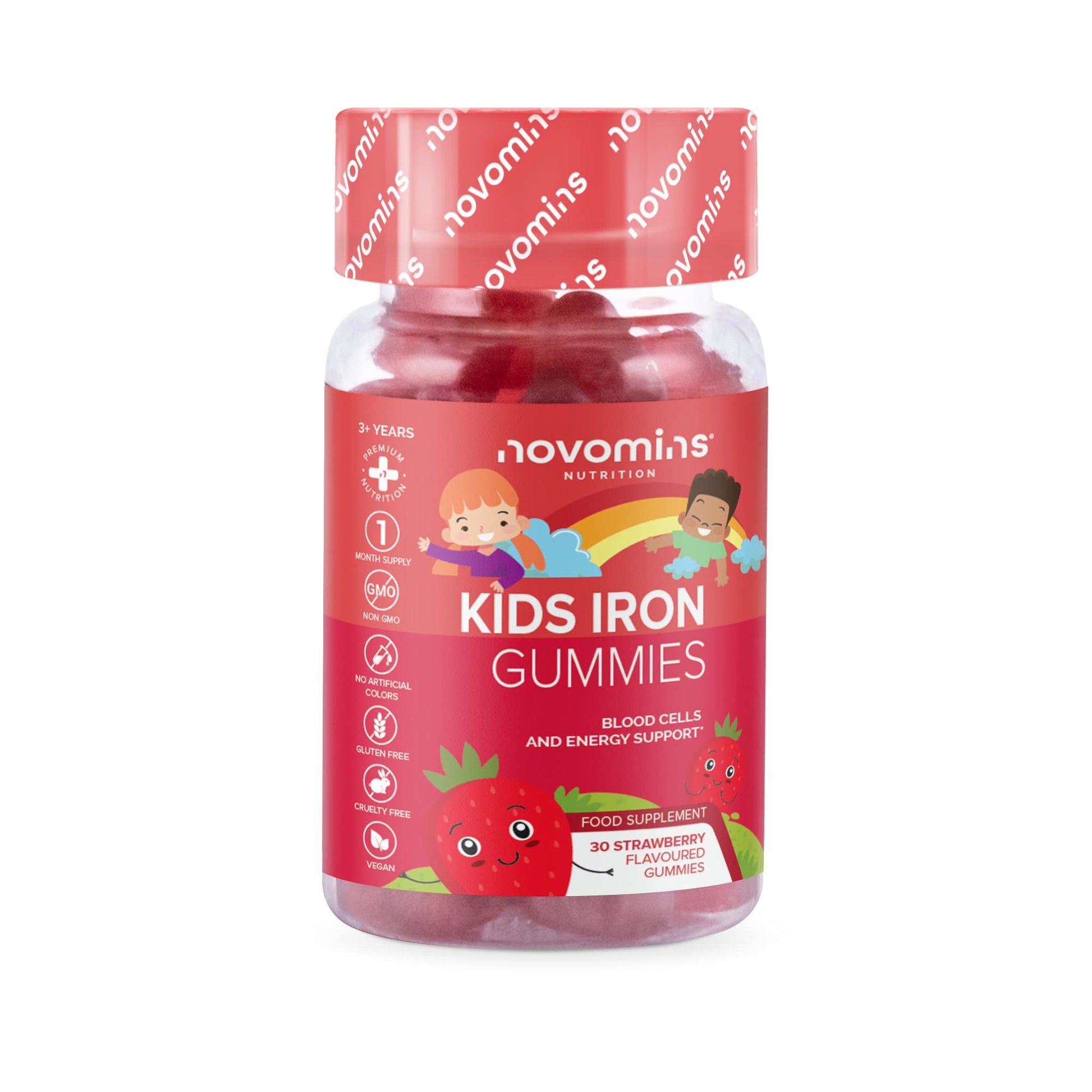 Kids Iron Gummies – Iron Supplement for Kids – Energy & Immune System – Vegan novomins Au supplements