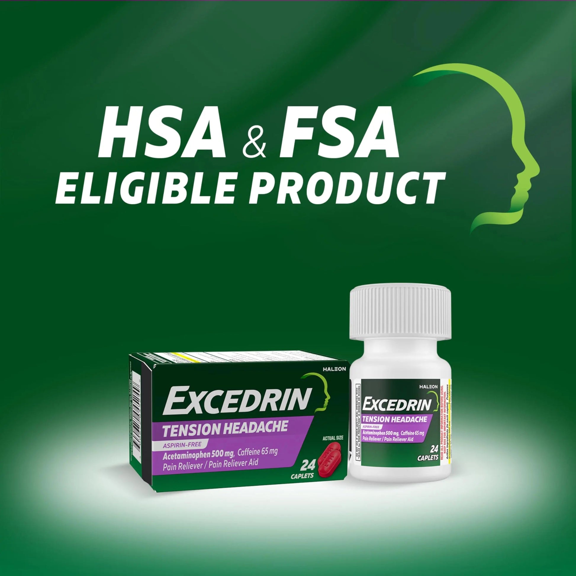 Excedrin Tension Headache Relief Caplets, Acetaminophen 500mg, Caffeine 65mg, Pain Reliever, Aspirin-Free, 100 Count Excedrin Au supplements