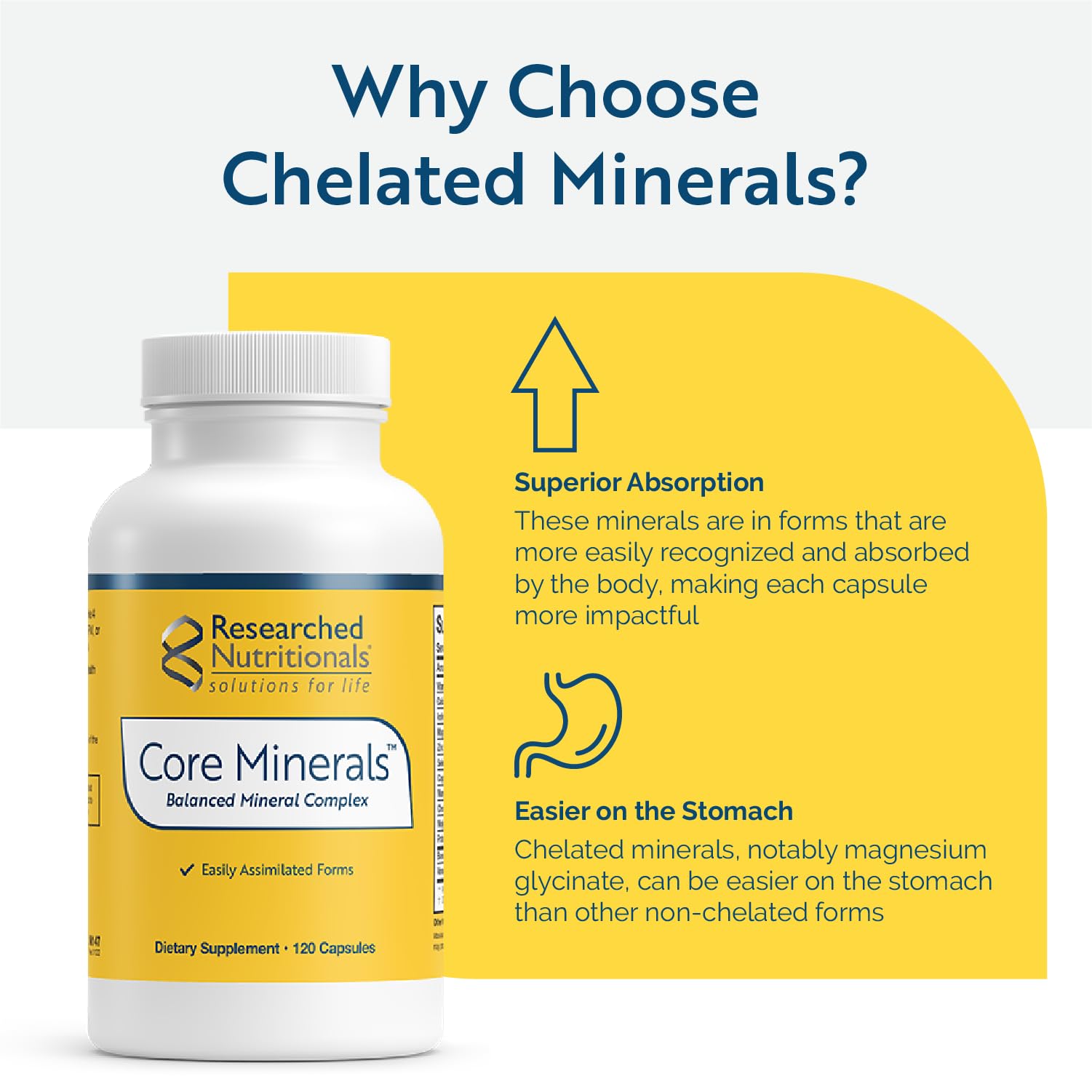 Researched Nutritionals Core Minerals - Daily Trace Minerals Supplement - Iron-Free Blend with Vitamin D3, Magnesium Glycinate & Iodine for Thyroid, Bone & Metabolic Support (120 ct) Researched Nutritionals Au supplements