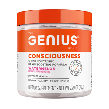 Genius Consciousness - Premium Nootropic Powder for Focus, Memory & Mental Clarity - AlphaSize, NeuroFactor, Lion’s Mane & Dynamine - Natural Brain Booster for Studying, Work & Creativity – Watermelon The Genius Brand Au supplements