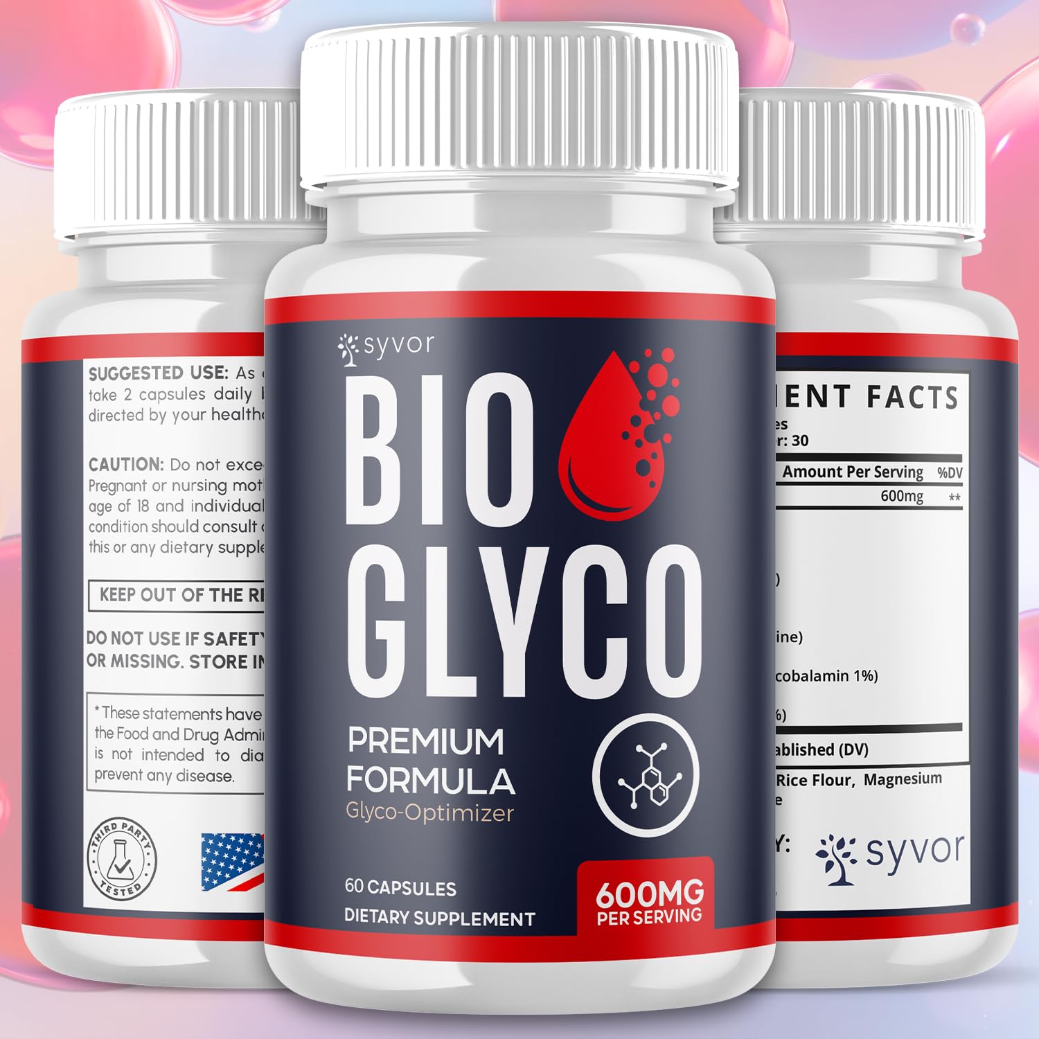 (2 Pack) Bio Glyco Capsules, Official BioGlyco Blood Health Support Pills with All Natural Ingredients, Advanced Blood Optimizer with Maximum Strength Premium Vitamins for Women & Men (120 Capsules) Syvor Au supplements
