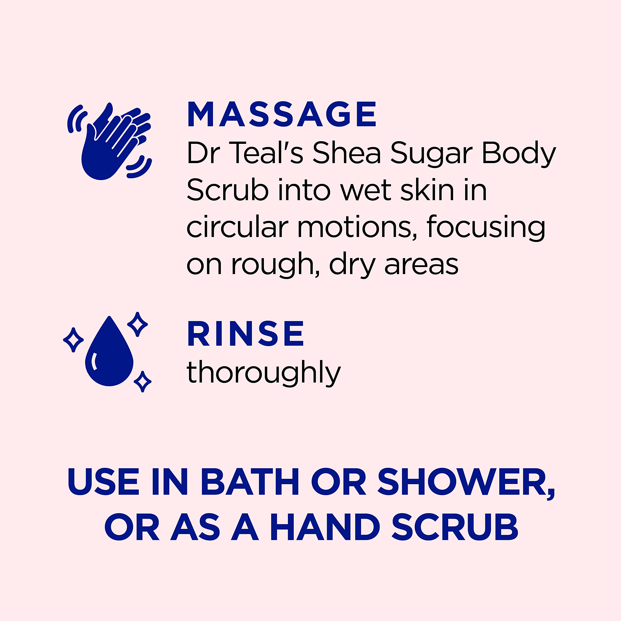 Dr Teal's Shea Sugar Body Scrub, Rose with Essential Oil, 19 oz (Pack of 3) Packaging May Dr Teal's Au supplements