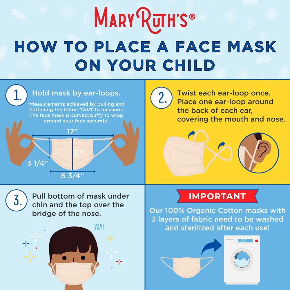 MaryRuth's Face Masks Made with 100% Organic Cotton | Soft and Secure 3-Layer Protection | Breathable Comfortable and Reusable Face Masks | One Size Fits Most | 3 Pack MARYRUTH'S Au supplements