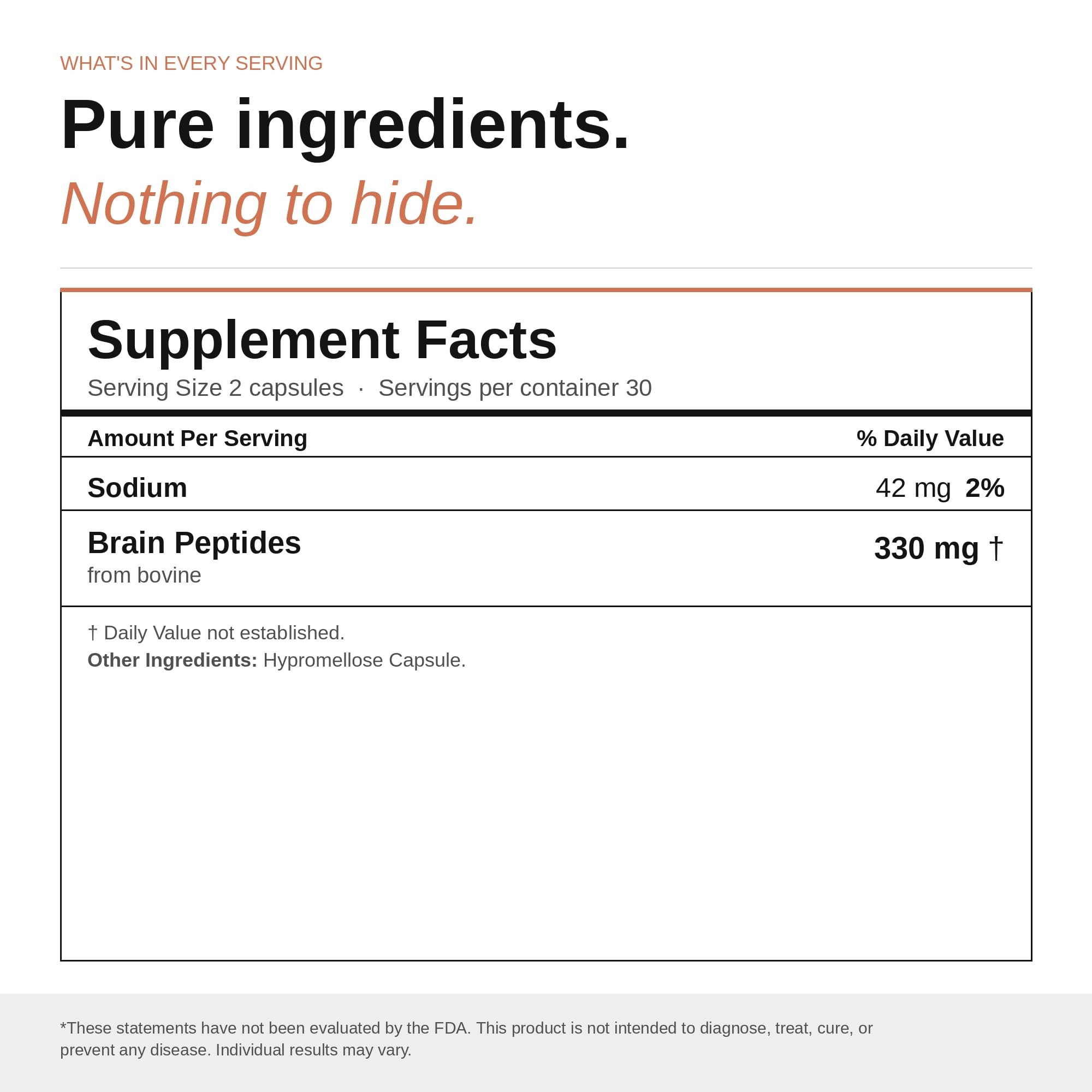 Nootropic Brain Supplement – Grass-Fed Bovine Brain Peptides for Focus, Memory & Mental Clarity – Ancestral Cognitive Support – Argentine Pasture-Raised, Non-GMO – 60 Capsules VILLAR BIOTECH Au supplements