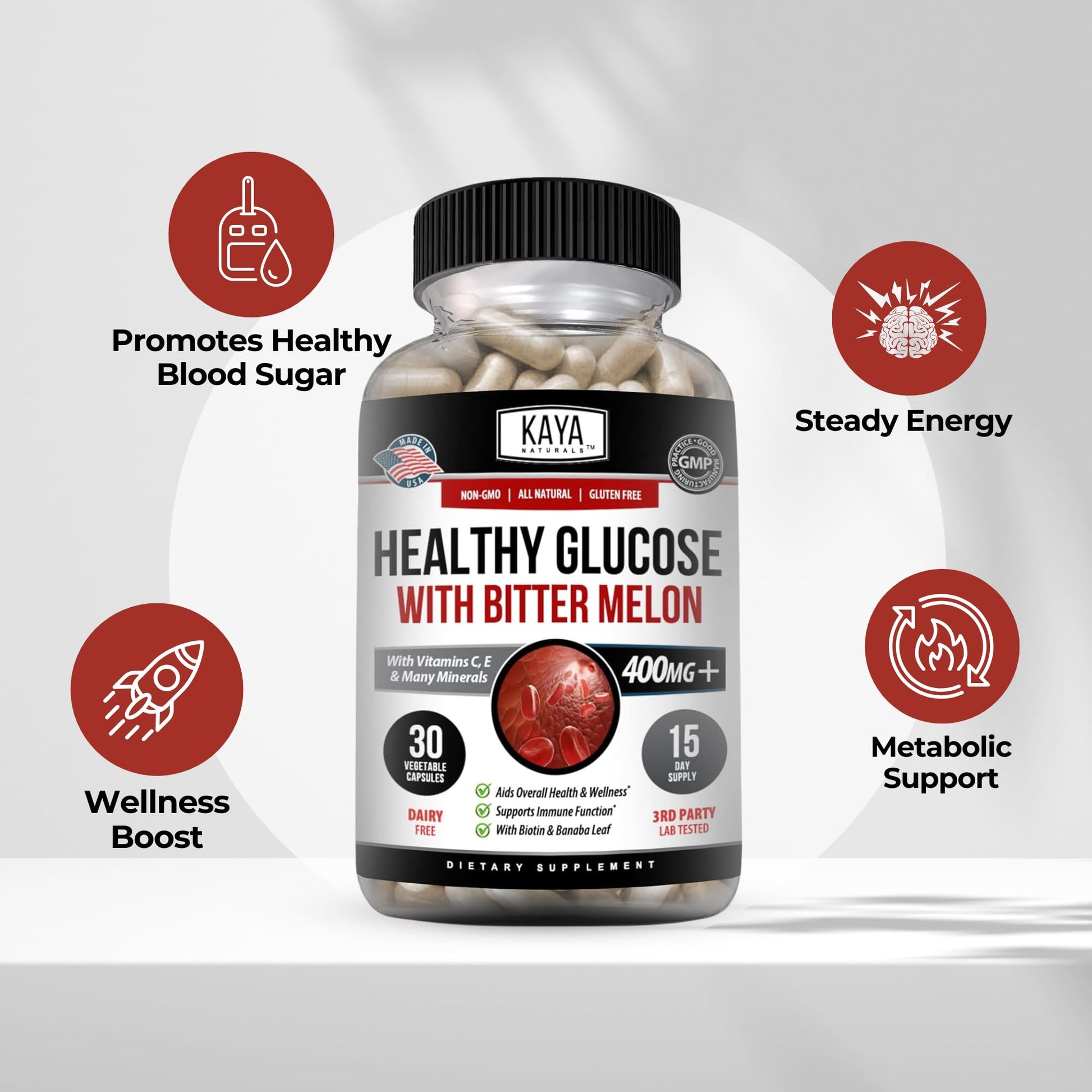 Kaya Naturals Healthy Gluco with Bittermelon Supplement | Support Healthy Levels and Function, 20 Herbs Vitamins and Minerals, Alpha Lipoic Acide, Cinnamon, Vitamin C & E, Non-GMO (30 Count) Kaya Naturals Au supplements