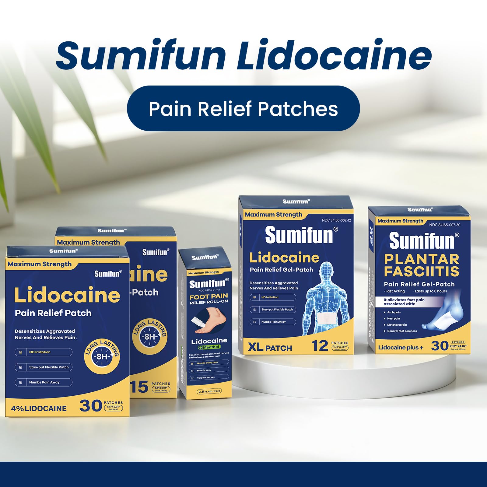 Sumifun Foot Pain Relief Lidocaine Roll-On - Maximum Strength OTC for Plantar Fasciitis & Heel Pain - Fast-Drying, Non-Greasy Formula, 2.5 Fl Oz Sumifun Au supplements