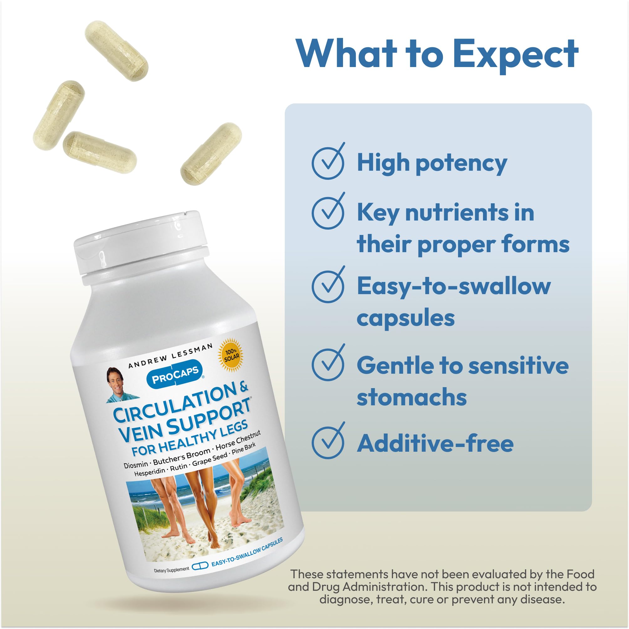 ANDREW LESSMAN Circulation, Vein Support for Healthy Legs 180 Capsules - High Bioactivity Diosmin, Butcher's Broom, Visibly Reduces Swelling and Discomfort in Feet, Ankles, Calves, Legs ANDREW LESSMAN Au supplements