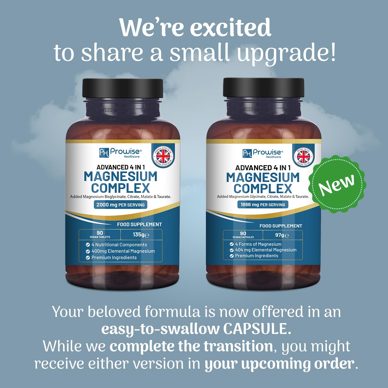 Magnesium Glycinate Complex 4 in 1-1866mg per Serving | Precise 404mg Elemental Magnesium dose | Added Magnesium Glycinate, Citrate, Malate & Taurate | 90 Vegan Capsules - by Prowise PH PROWISE Healthcare Au supplements