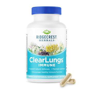 RidgeCrest Herbals ClearLungs Immune, Lung Support Supplement with Elderberry, Zinc, Vitamin C, Vitamin A, Olive Leaf, Mullein, Lung Wellness Formula for Respiratory Health (60 Vegan Caps, 30 Serv) RidgeCrest Herbals Au supplements