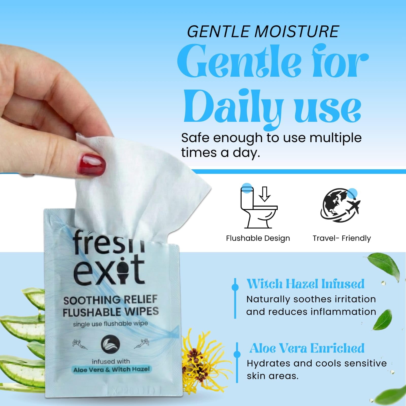 FreshExit Flushable Hemorrhoid Wipes – 36 Count – Individually Wrapped with Witch Hazel & Aloe Vera, Large Discreet Travel Wipes for Adults, Soothing & Gentle on Skin FreshExit Au supplements