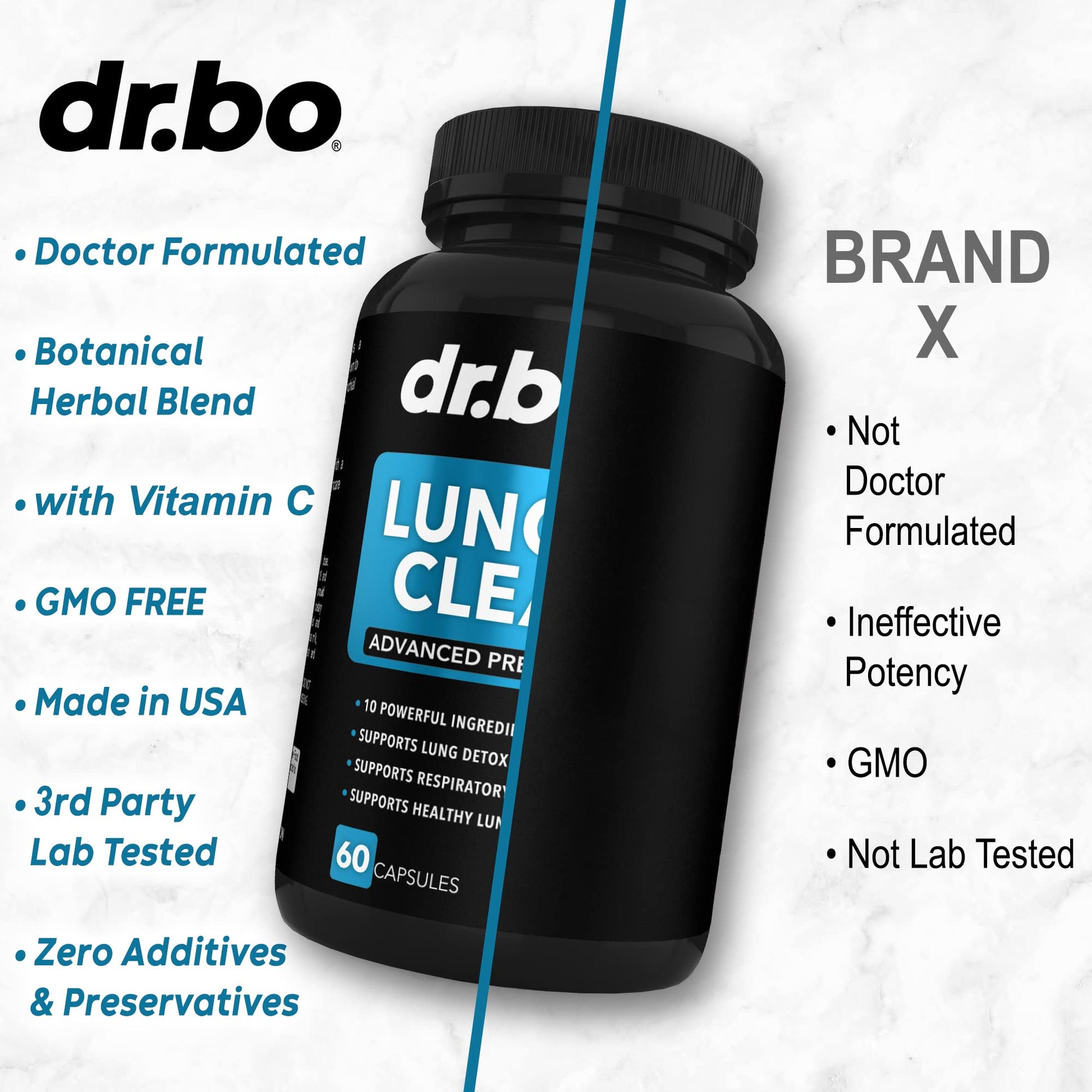 Lung Cleanse Support Supplement - Respiratory Supplements to Quit & Stop Smoking Aids - Herbal Detox for Lungs & Bronchial Health - Smokers Cleanser Breathe Aid for Mucus Clear Relief - 60 Capsules DR. BO Au supplements