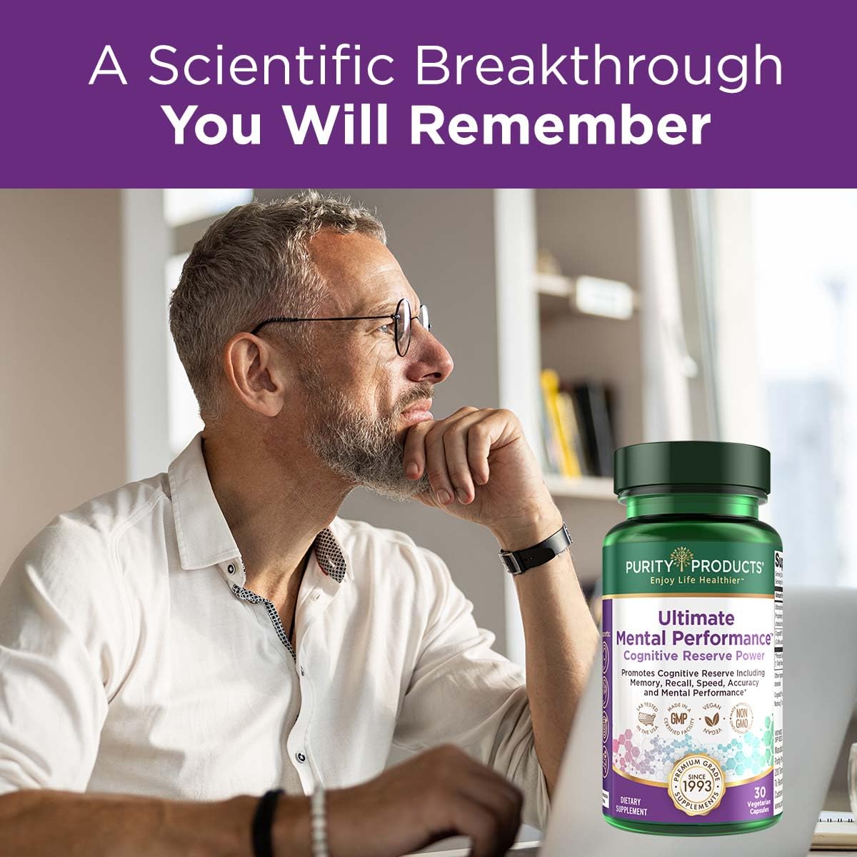 Purity Products Ultimate Mental Performance Supports Memory Recall, Mental Focus + More - Nootropic Powerhouse ft. Patented Botanical Plant-Based Ingredients - Vegan & Non-GMO - 30 Veggie Caps Purity Products Au supplements