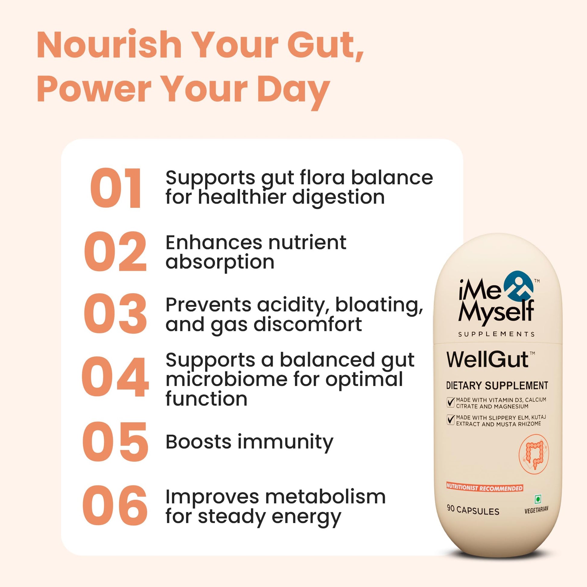 iMeMyself WellGut Daily Herbal Supplement | Traditional Herbs with Minerals & Probiotics 90 Vegan Capsules iMeMyself Au supplements
