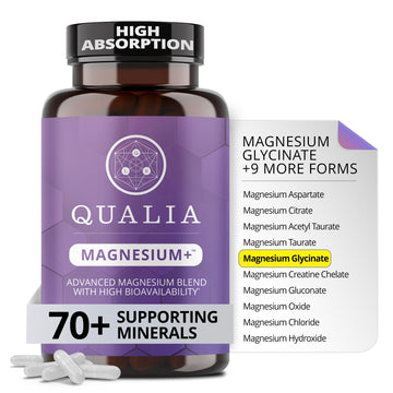 Qualia Magnesium+ | Doctor-Formulated. Premium Formula | High Bioavailability | 10 Forms of Magnesium & 70+ Minerals | Relaxed Mood, restful Sleep, & Exercise Recovery | 1 Month Supply QUALIA LIFE SCIENCES Au supplements