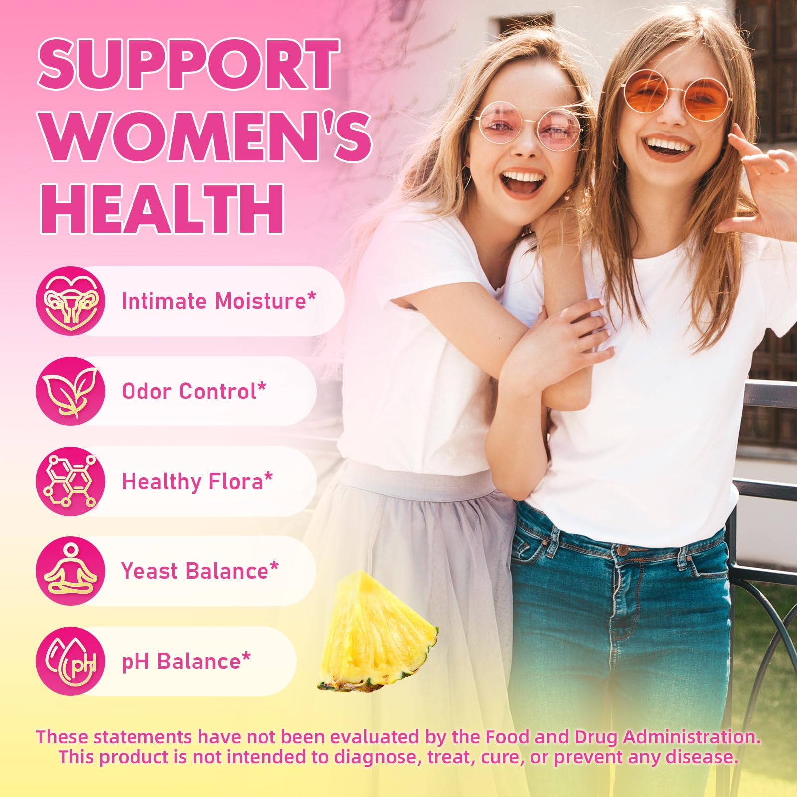 MEENCCD Her Juicy Feminine Probiotics Gummies with Slippery Elm & Lactobacillus Blend, Supports pH Balance & Immune Function, Promotes Vaginal Wellness, Pineapple Flavor, 60 Count MEENCCD Au supplements