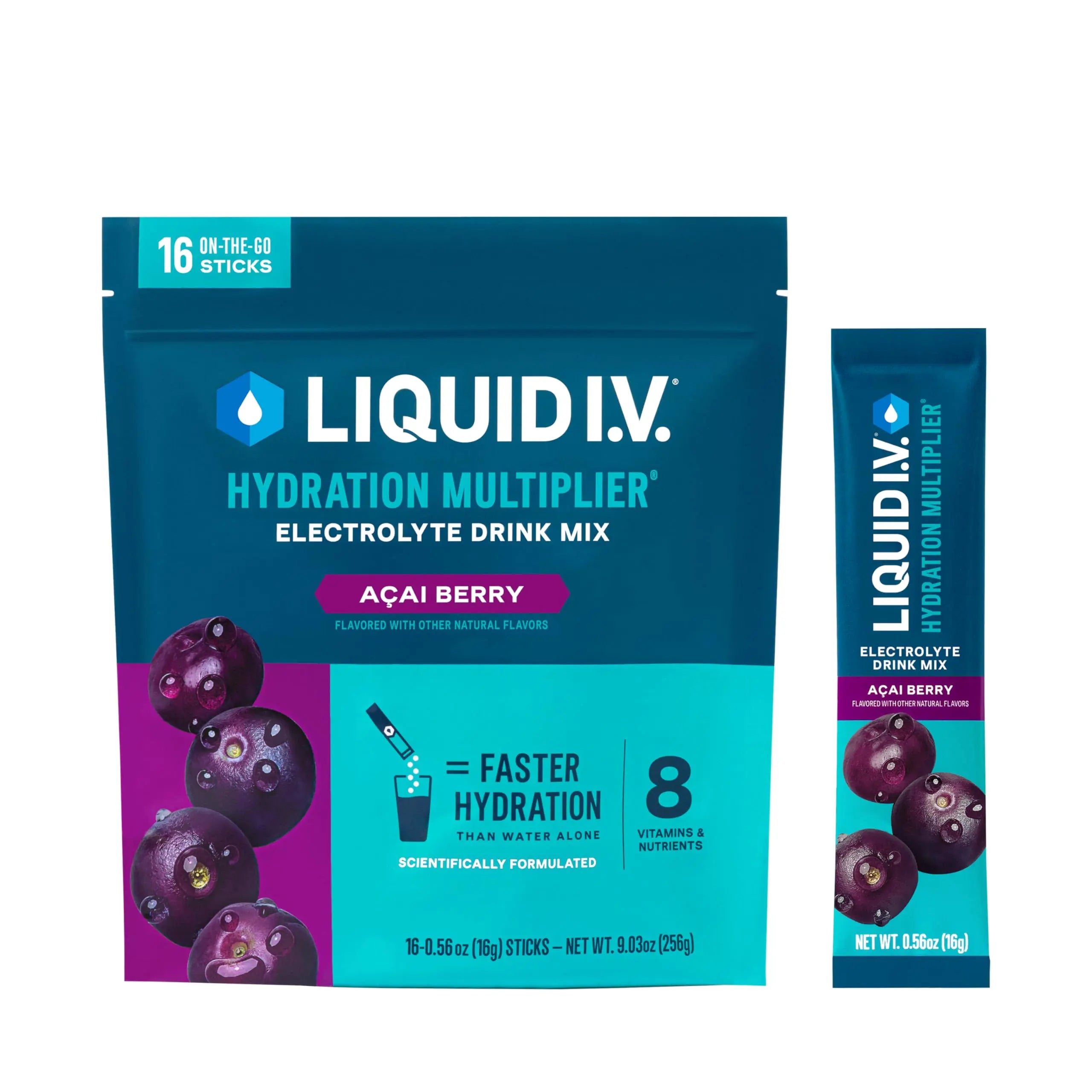 Liquid I.V.® Hydration Multiplier - Acai Berry | Electrolyte Powder Drink Mix | 1 Pack (16 Servings) Liquid I.V. Au supplements