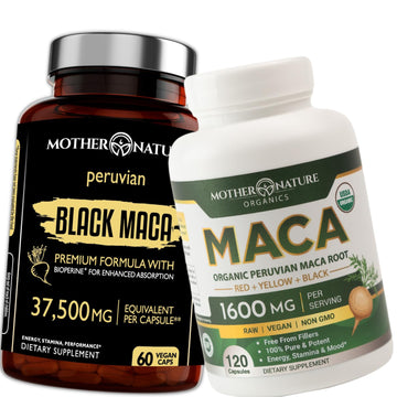 Powerful Maca Blend for Men – Black, Red & Yellow Maca Capsules | Supports Energy, Stamina & Endurance | Promotes Hormonal Balance & Vitality Mother Nature Organics Superfoods for Organic Living Au supplements