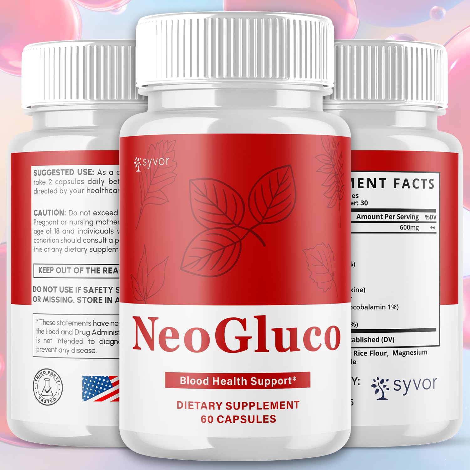 NeoGluco Capsules, Official NeoGluco Glycogen Support Pills with All Natural Ingredients, Advanced Formula Health Supplement with Maximum Strength Premium Vitamins for Women & Men (60 Capsules) Syvor Au supplements