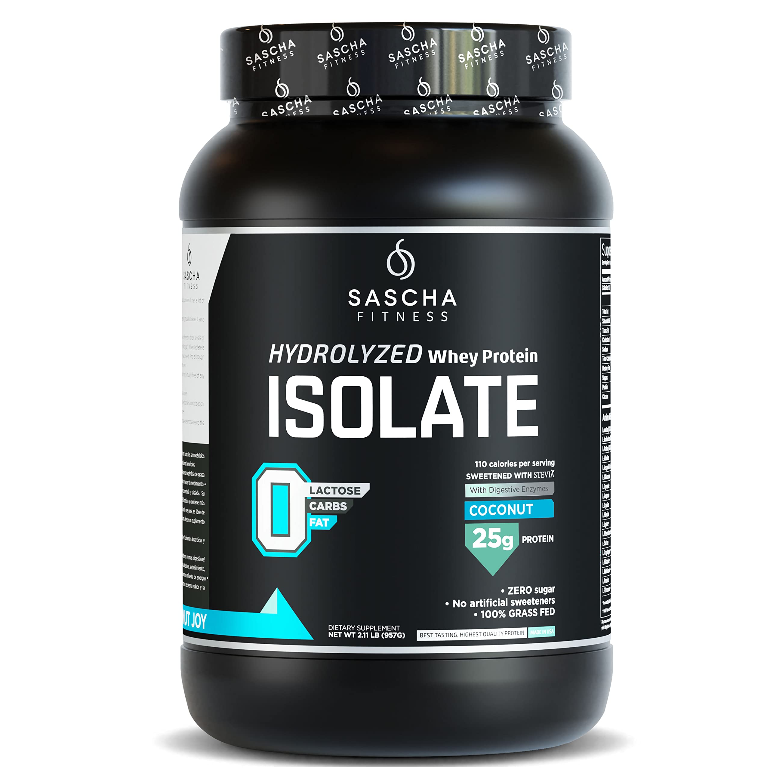 SASCHA FITNESS Hydrolyzed Whey Protein Isolate,100% Grass-Fed (2 Pounds, Coconut) SASCHA FITNESS Au supplements